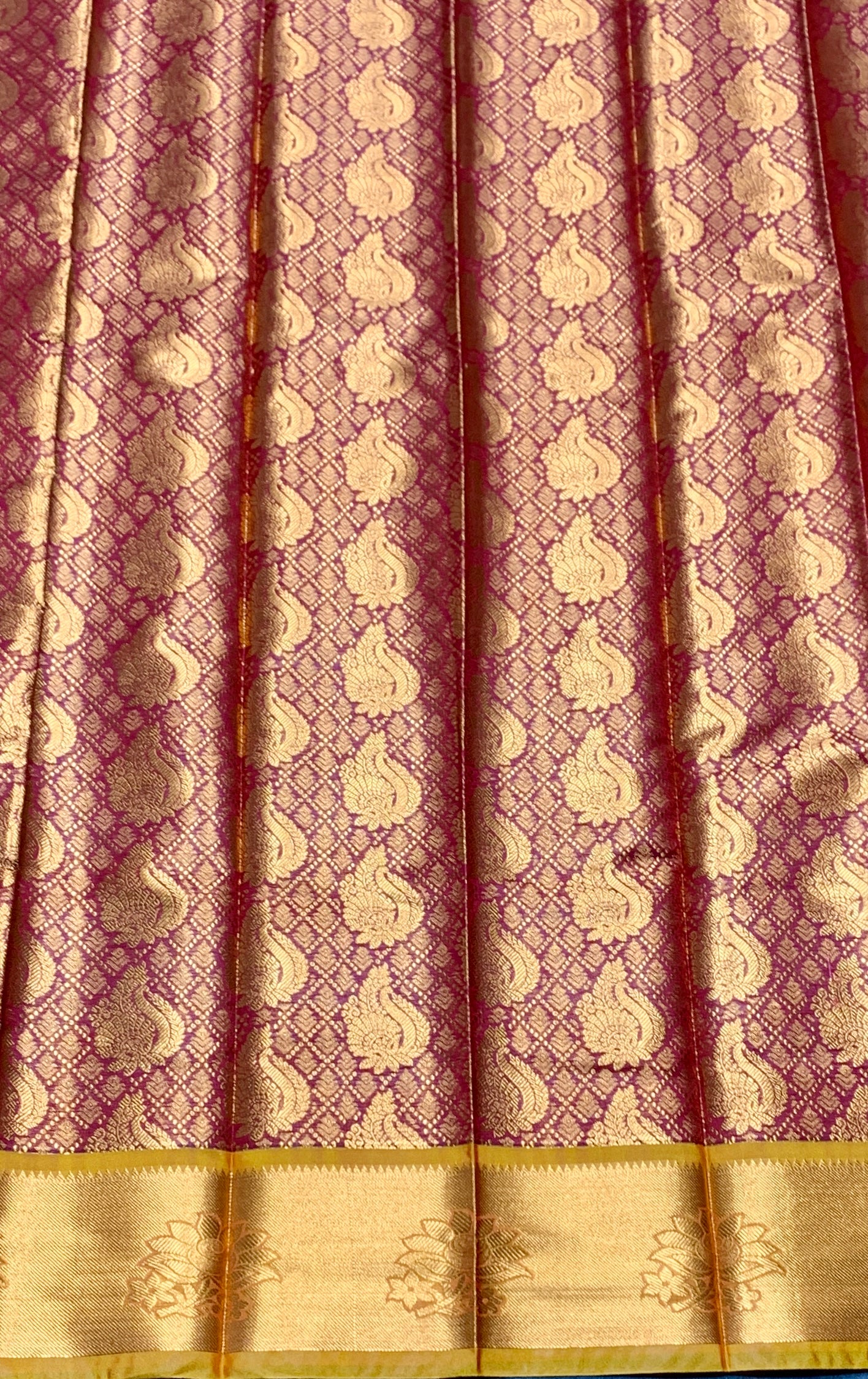 Vegan Silk Saree Maroon Colour with Copper and Golden Yellow Border
