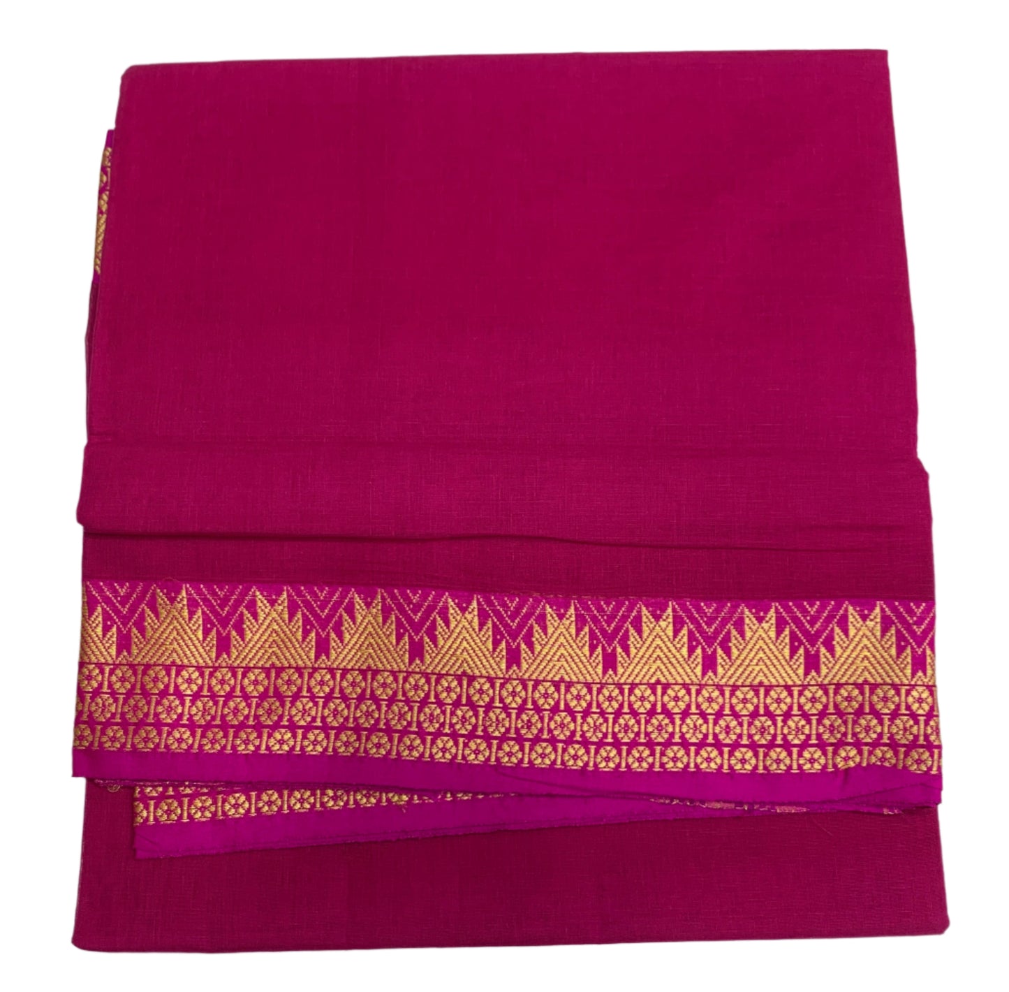 Chettinad Cotton Saree Pink Colour with Gopuram Design Border
