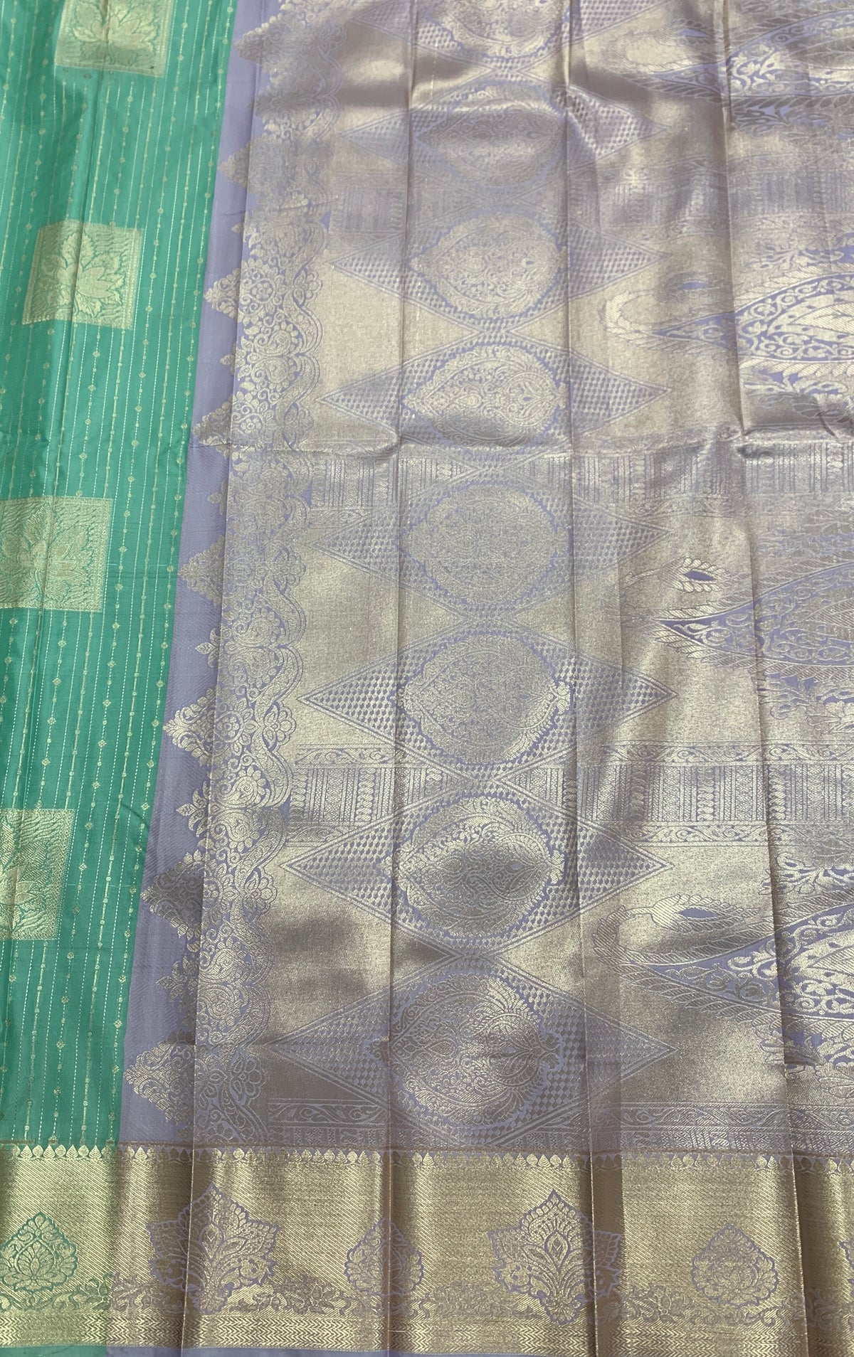 Soft Silk Casual Saree Sapphire with Sliver Zari Border