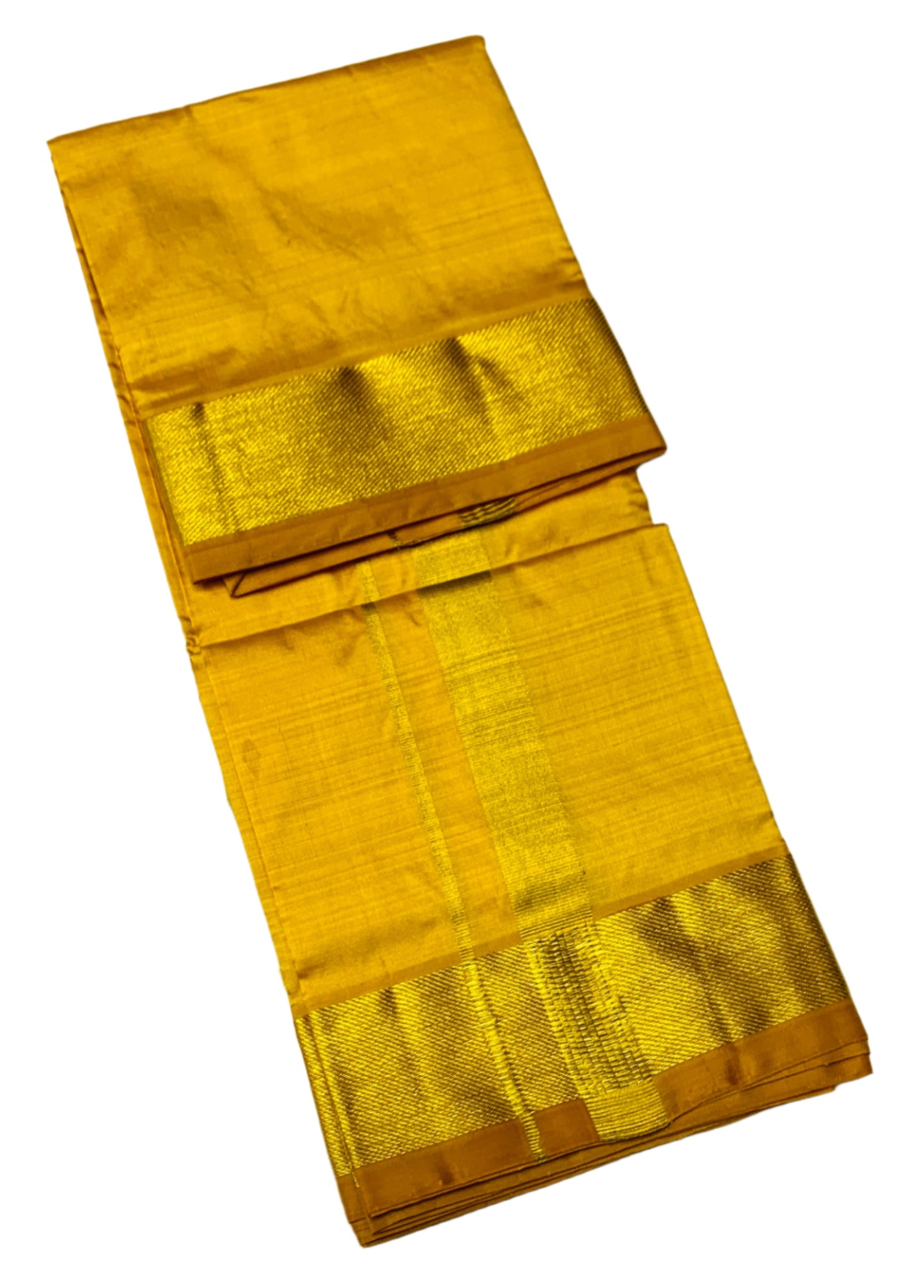 Silk Pooja Towel Light Mustard colour with Zari Border