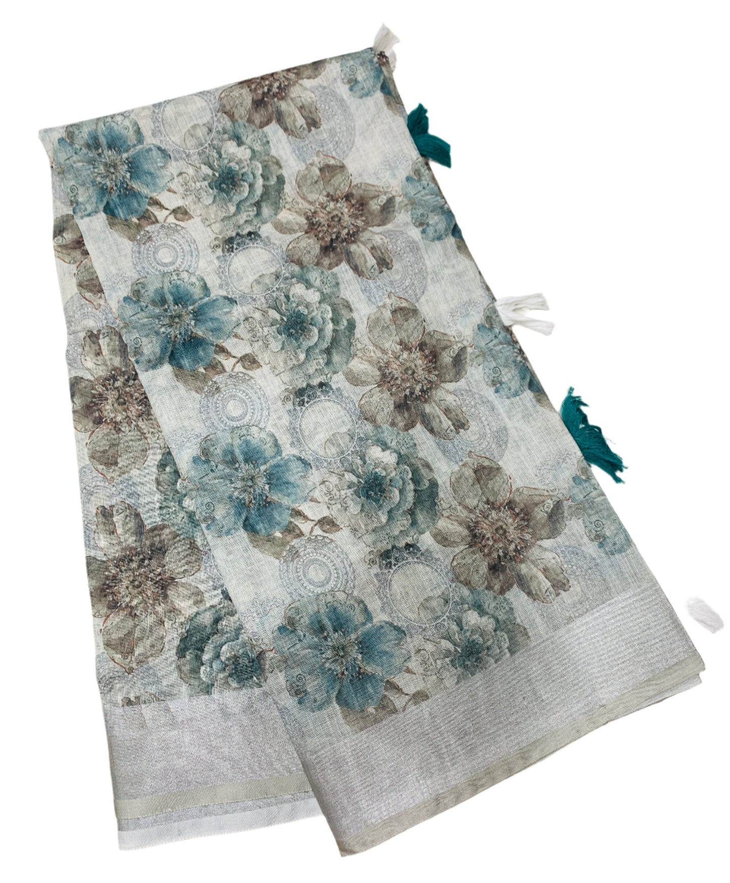 Jute Cotton Saree Gray Shade with Thread Border