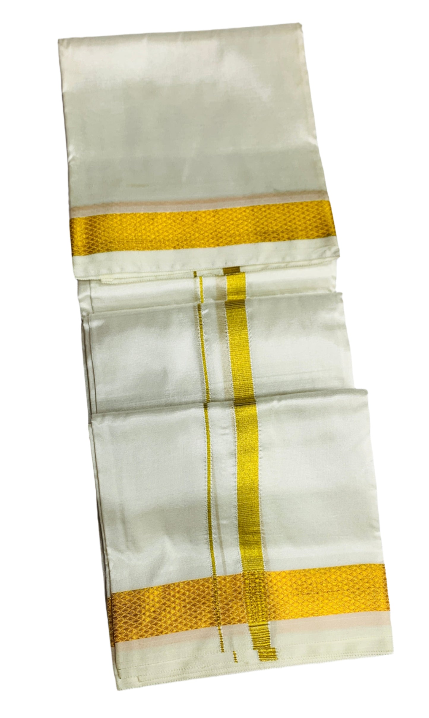 Semi Silk Pooja Towel White Colour with Zari Border