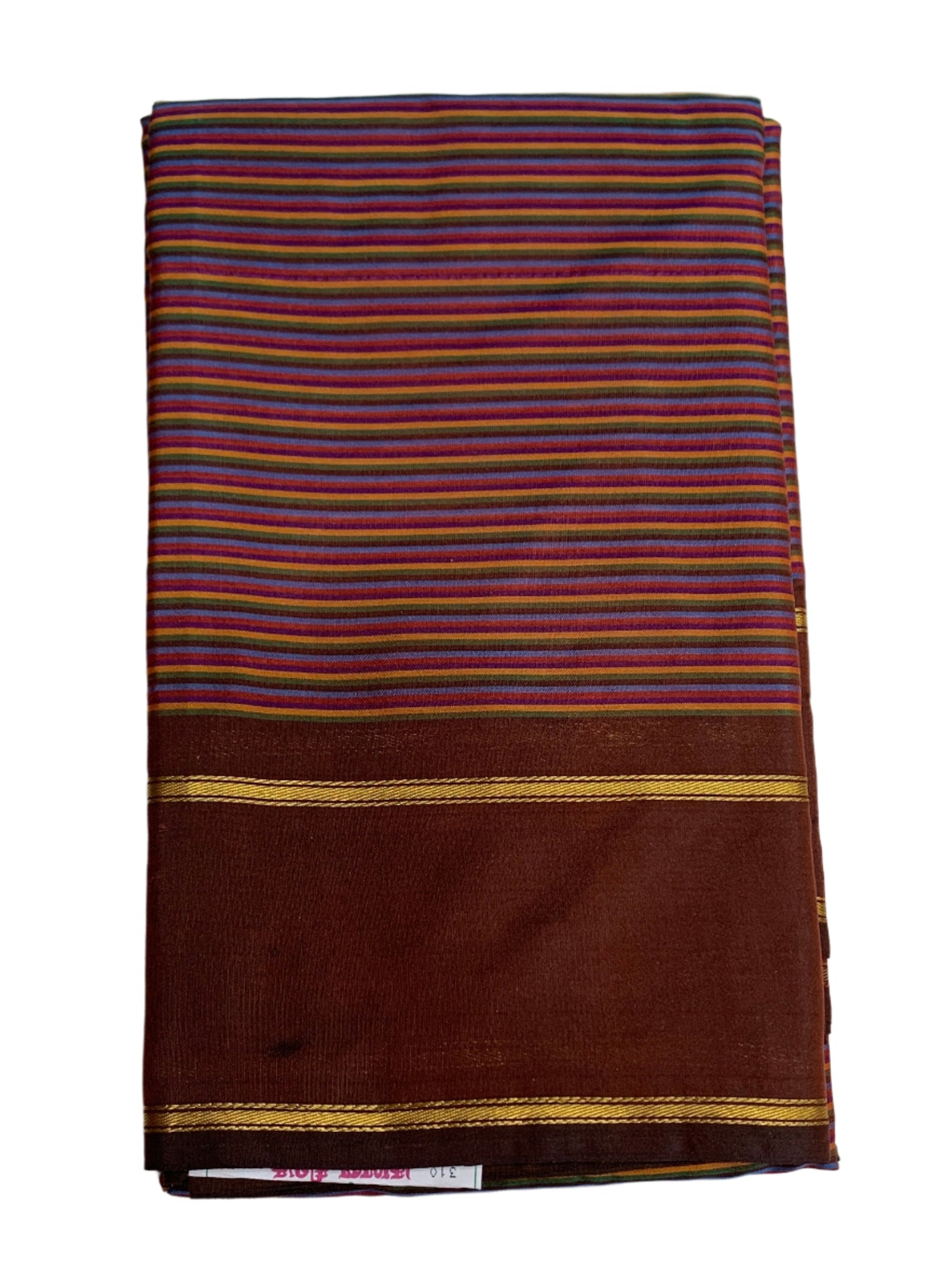 Arani Silk Saree Multi Colour with Brown Border