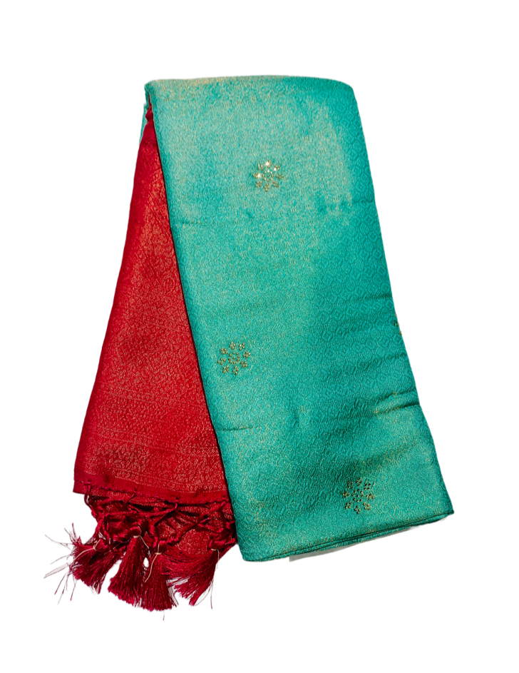 Light Green shade kuberra pattu with Pink Pallu