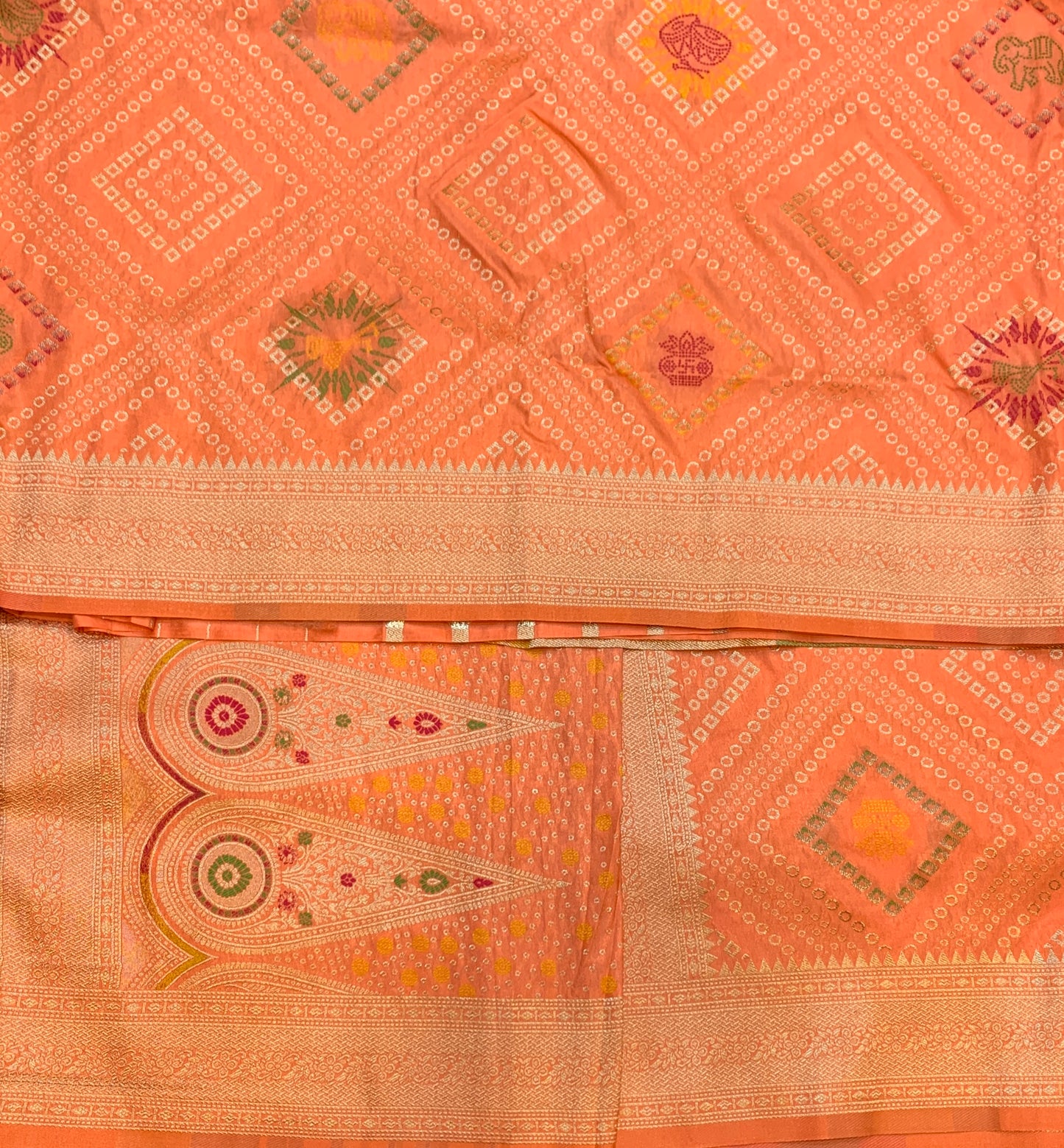 Banaras Soft Silk Saree Light Orange Colour with Sliver Colour Floral Design Border