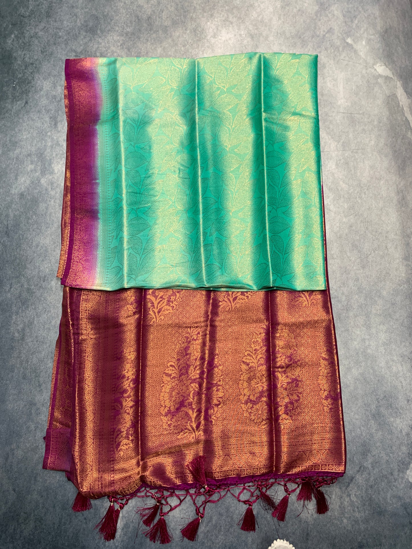Soft Silk Saree Sapphire Colour with Magenta Colour Pallu