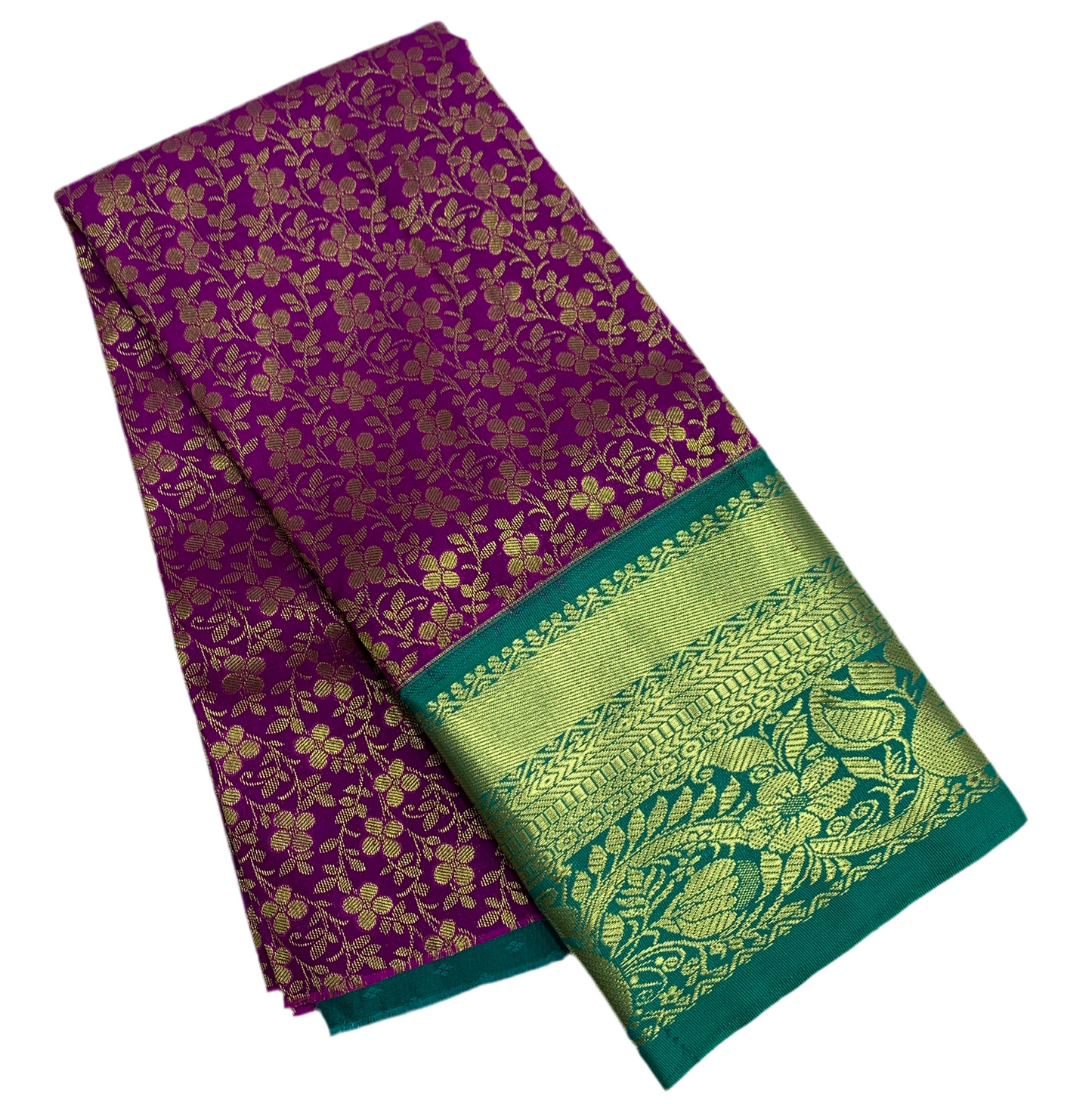 Purple Shade Vegan Silk Kids Pattu Pavadai with Contrast Border for age 2 to 5