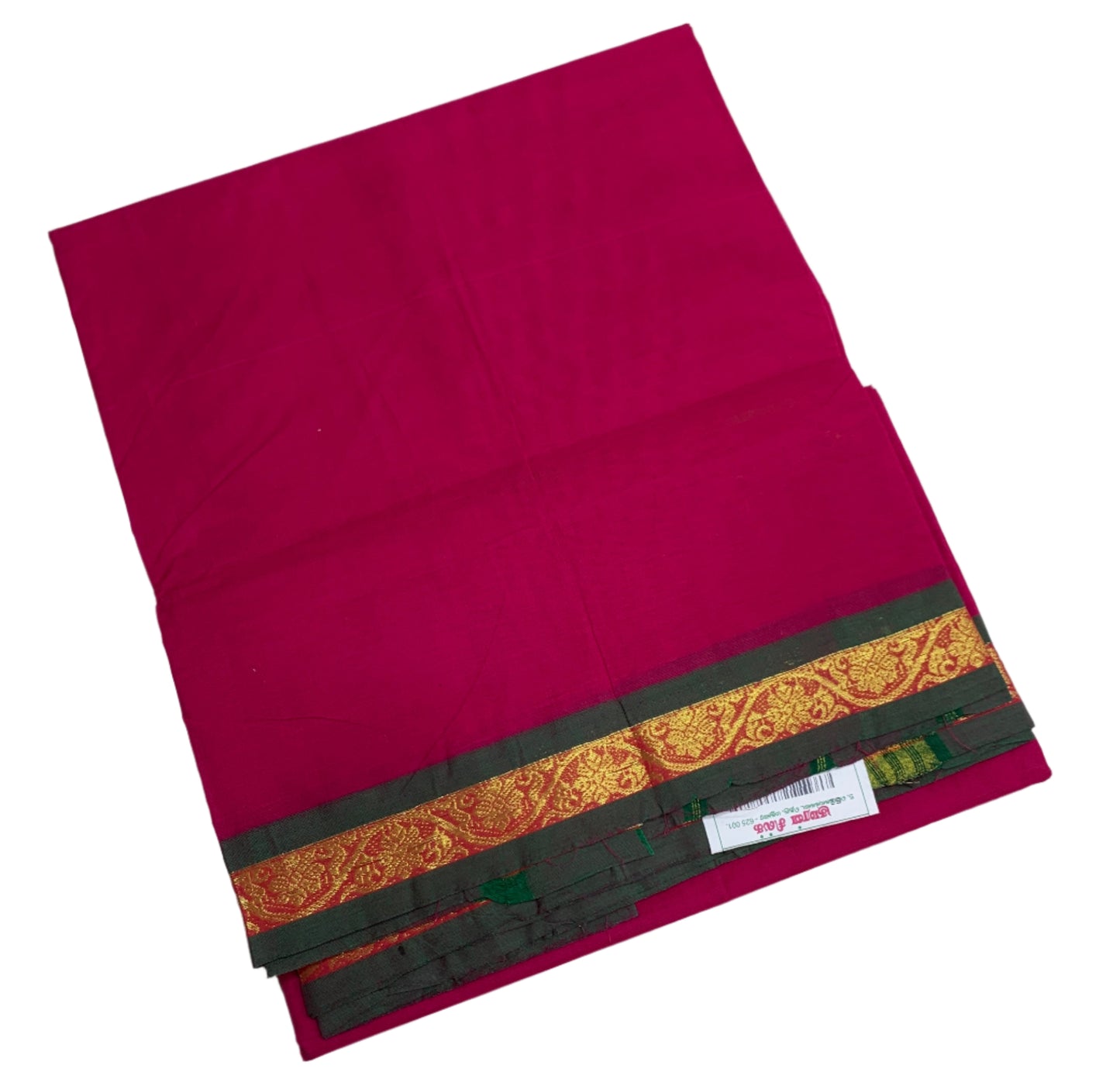 Chettinad Cotton Saree Pink Colour with Green Border