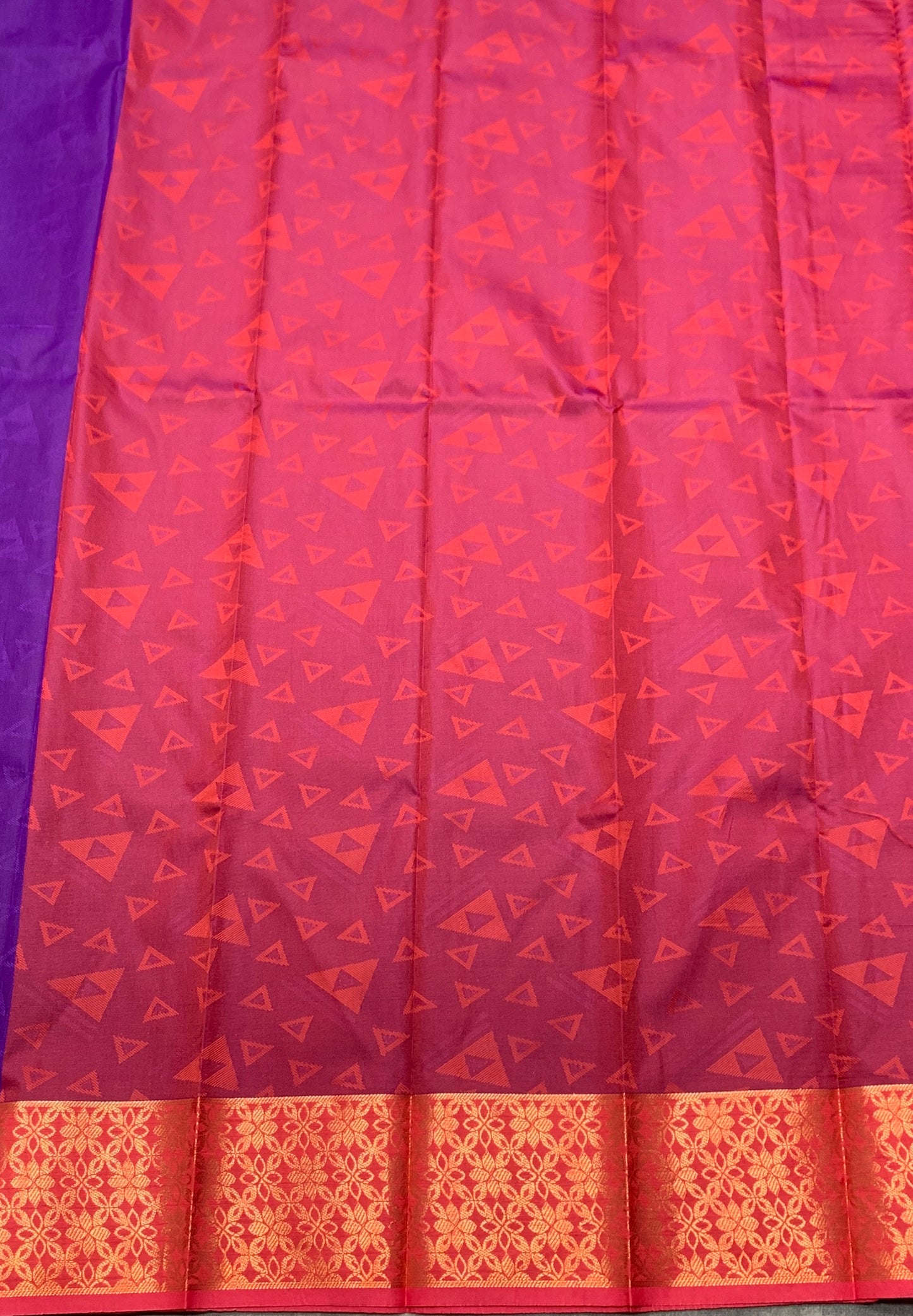 Synthetic Cotton Saree Purple Colour with Pinkish Gold Colour Border