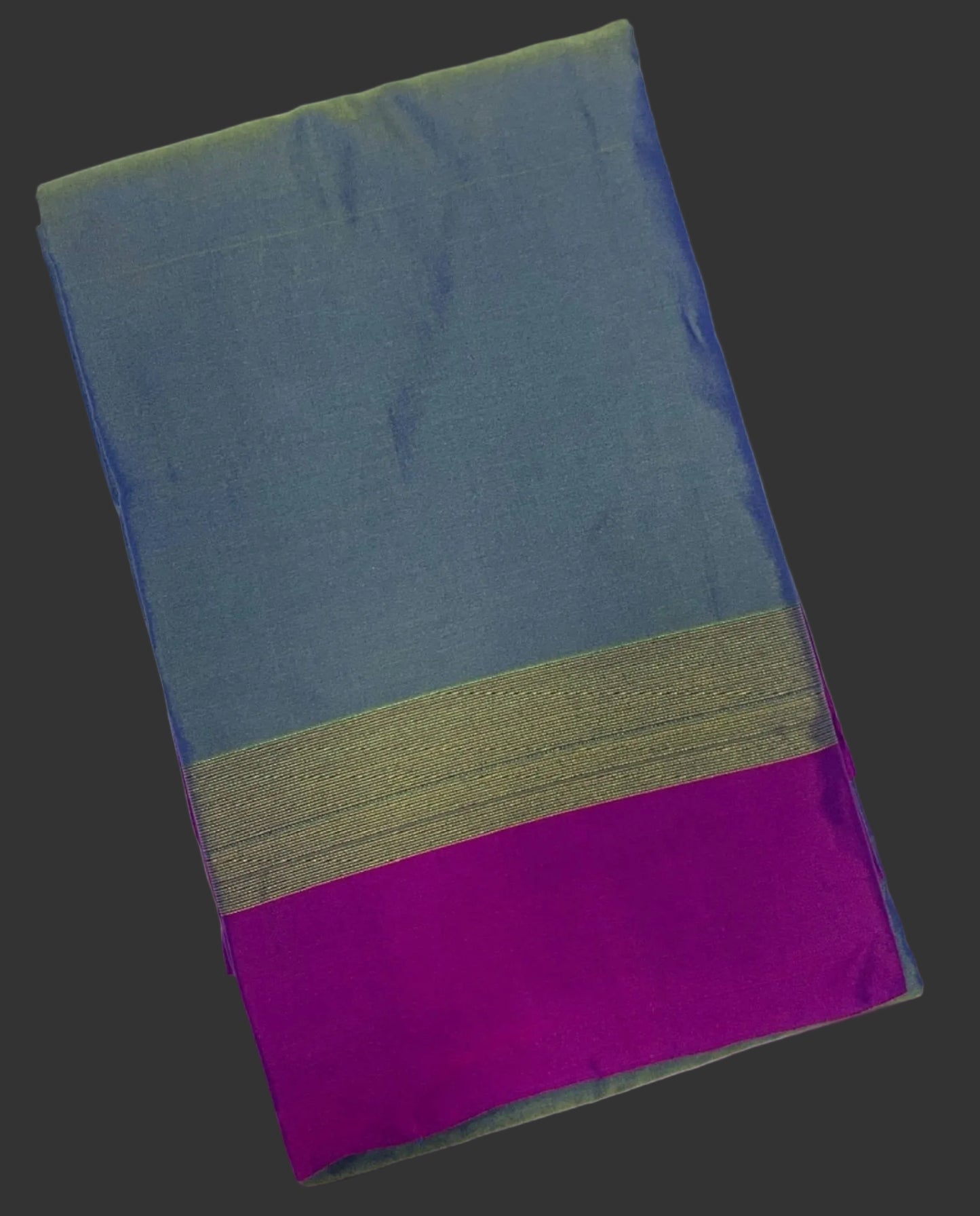 Arani Silk Saree Peacock Blue Colour with Purple and Golden Zari Border