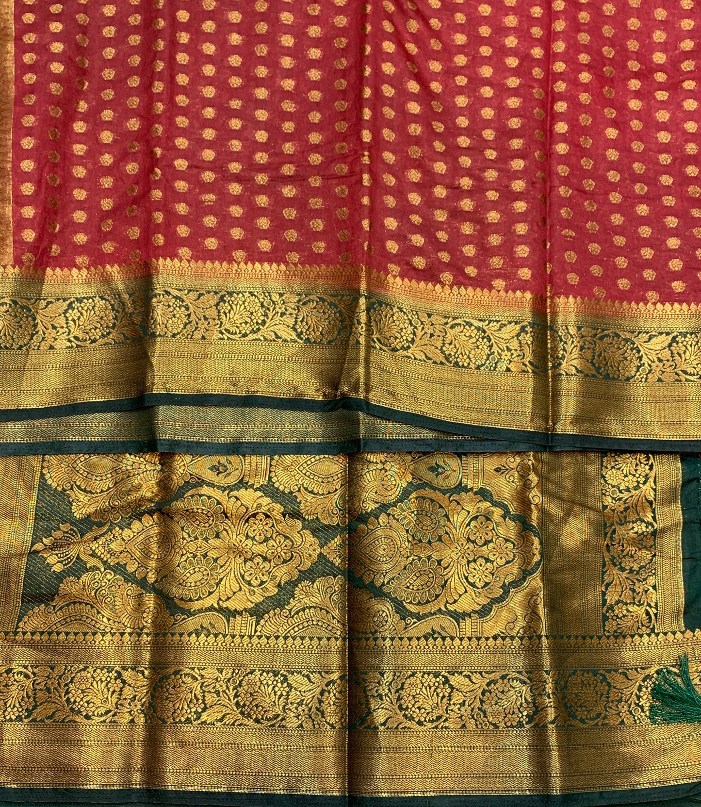 Crepe Saree Maroon Colour with Green Border