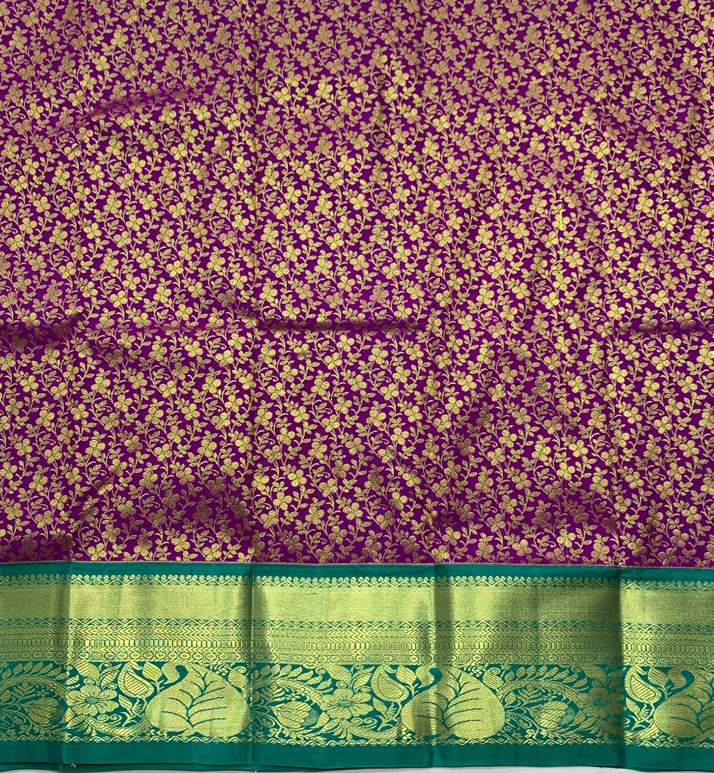 Purple Shade Vegan Silk Kids Pattu Pavadai with Contrast Border for age 2 to 5