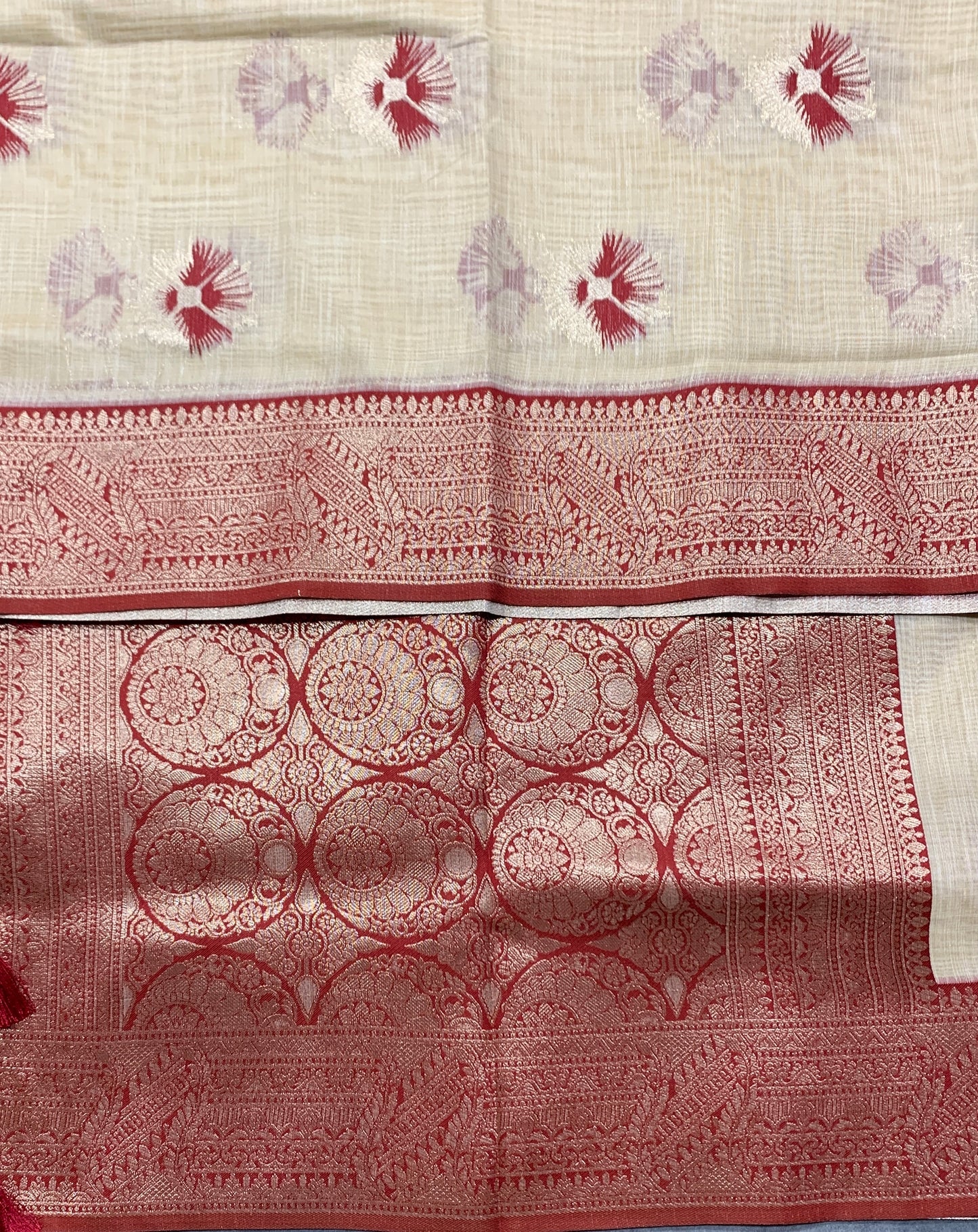 Banaras Katan Saree Tussar Colour with Katan Work Border