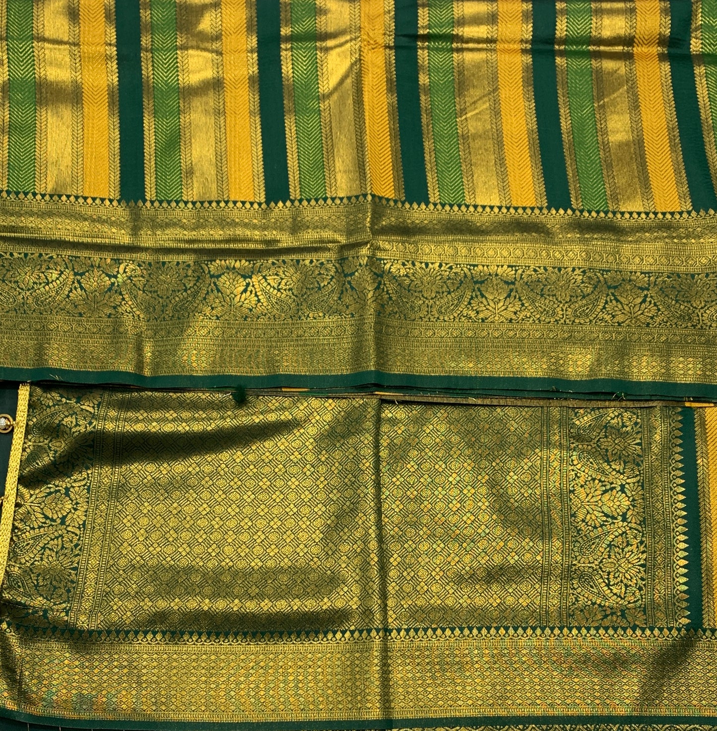 Art Silk Saree Greenish Gold Colour with Green Border