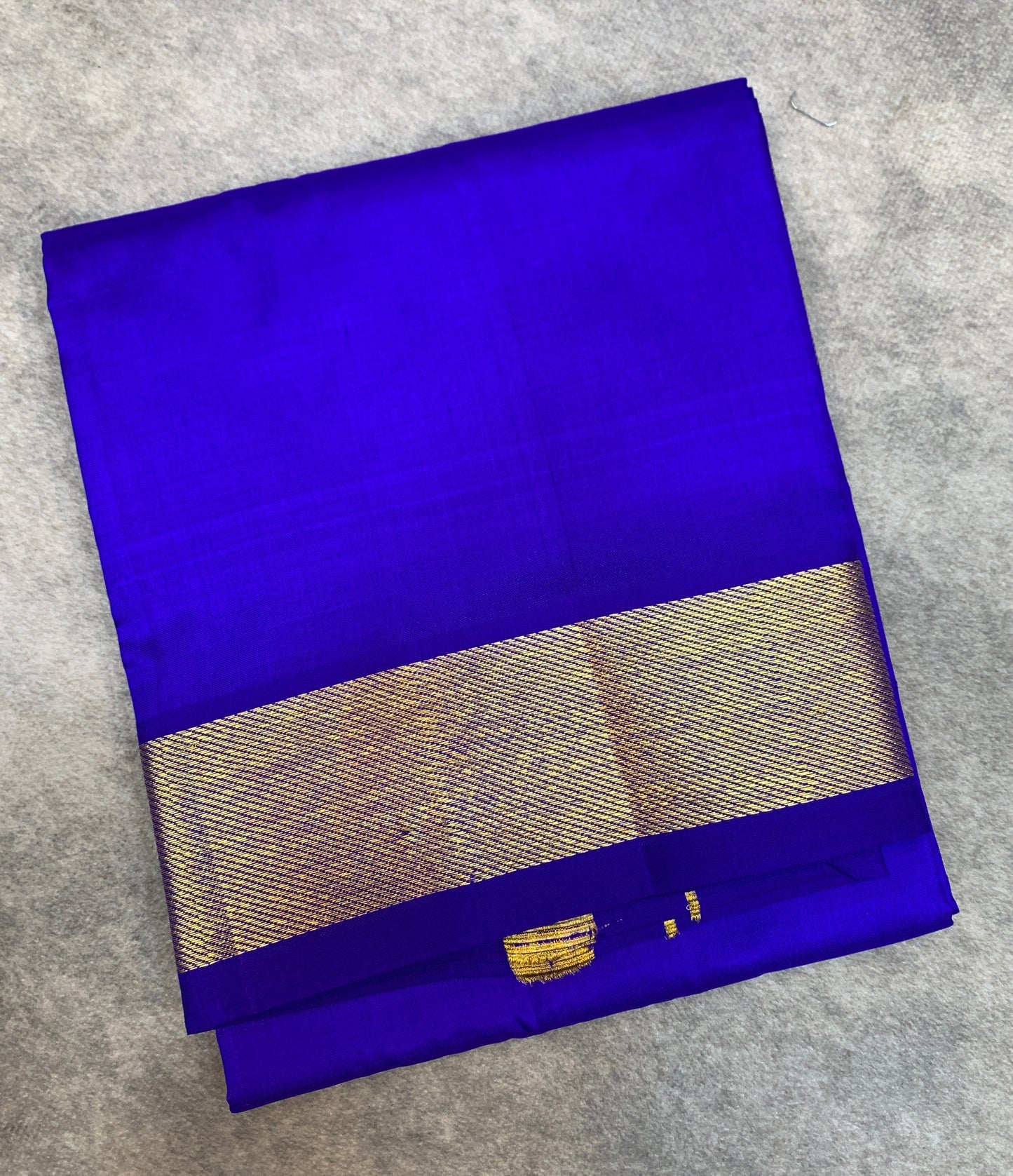 4 Mulam Silk Pooja Towel Ink Blue Colour with Zari Border