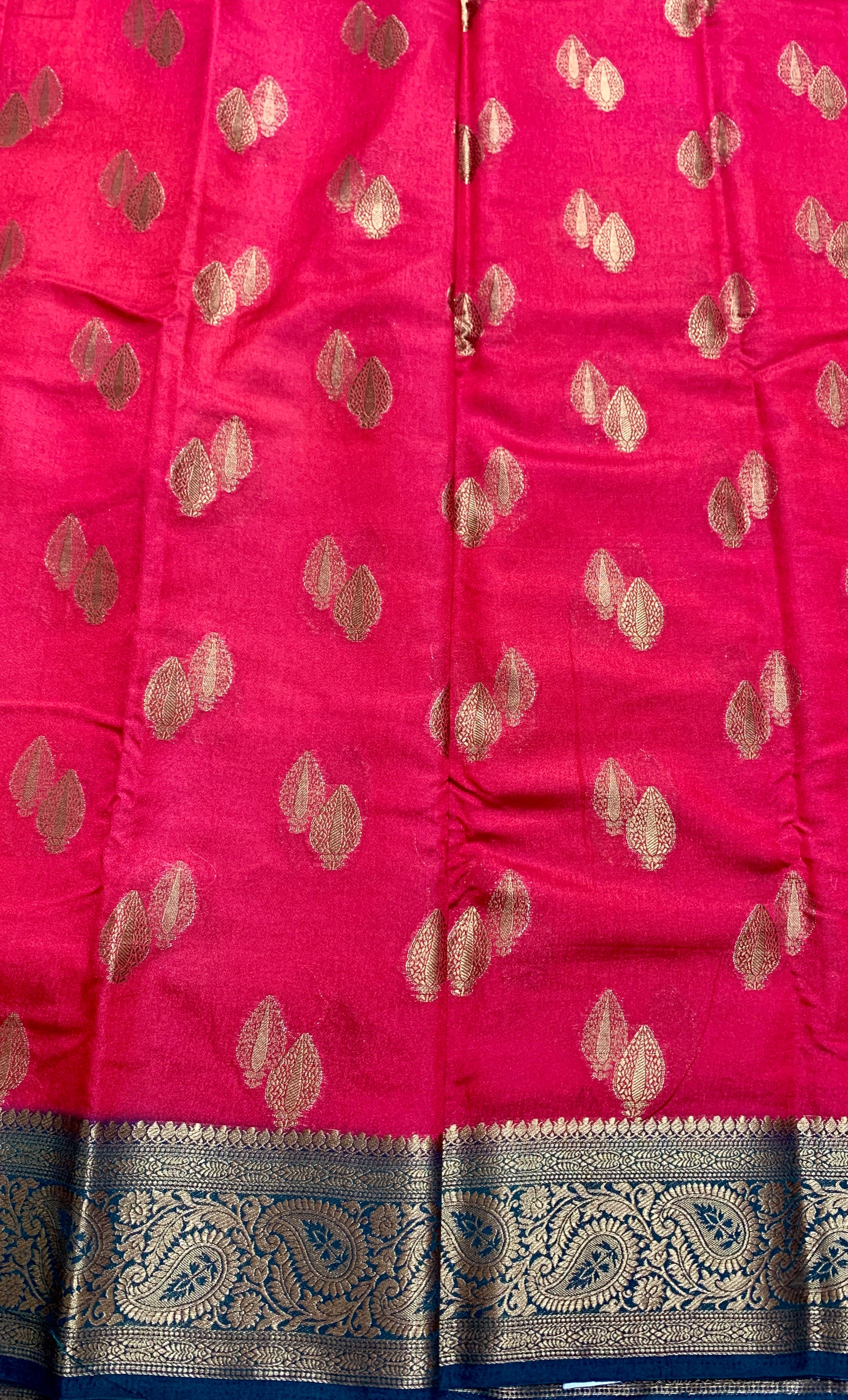 Crepe Saree Red Colour with Green Border