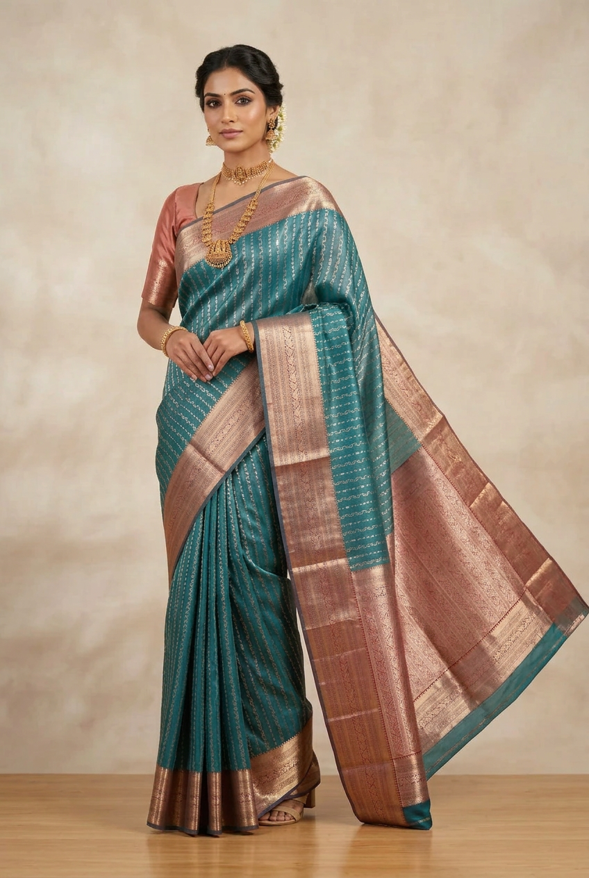 Fancy Tissue Saree Sky Blue Colour with Self Design Border