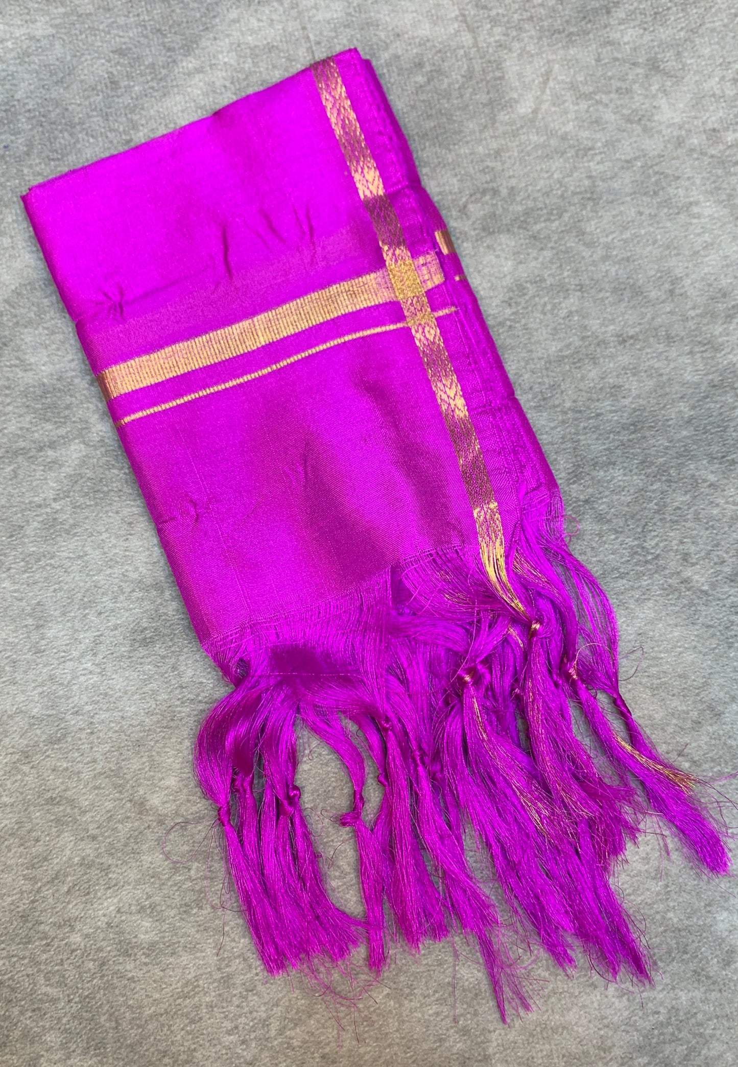 2 Mulam Silk Pooja Towel Purple Colour