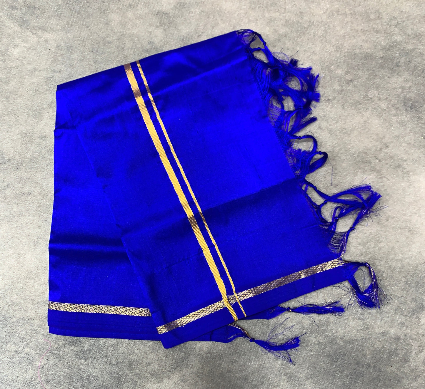 2 Mulam Silk Pooja Towel Pepsi Blue Colour