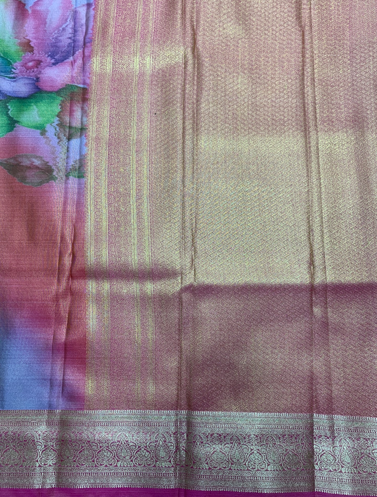 Fancy Tissue Saree Orange Colour with Golden Border