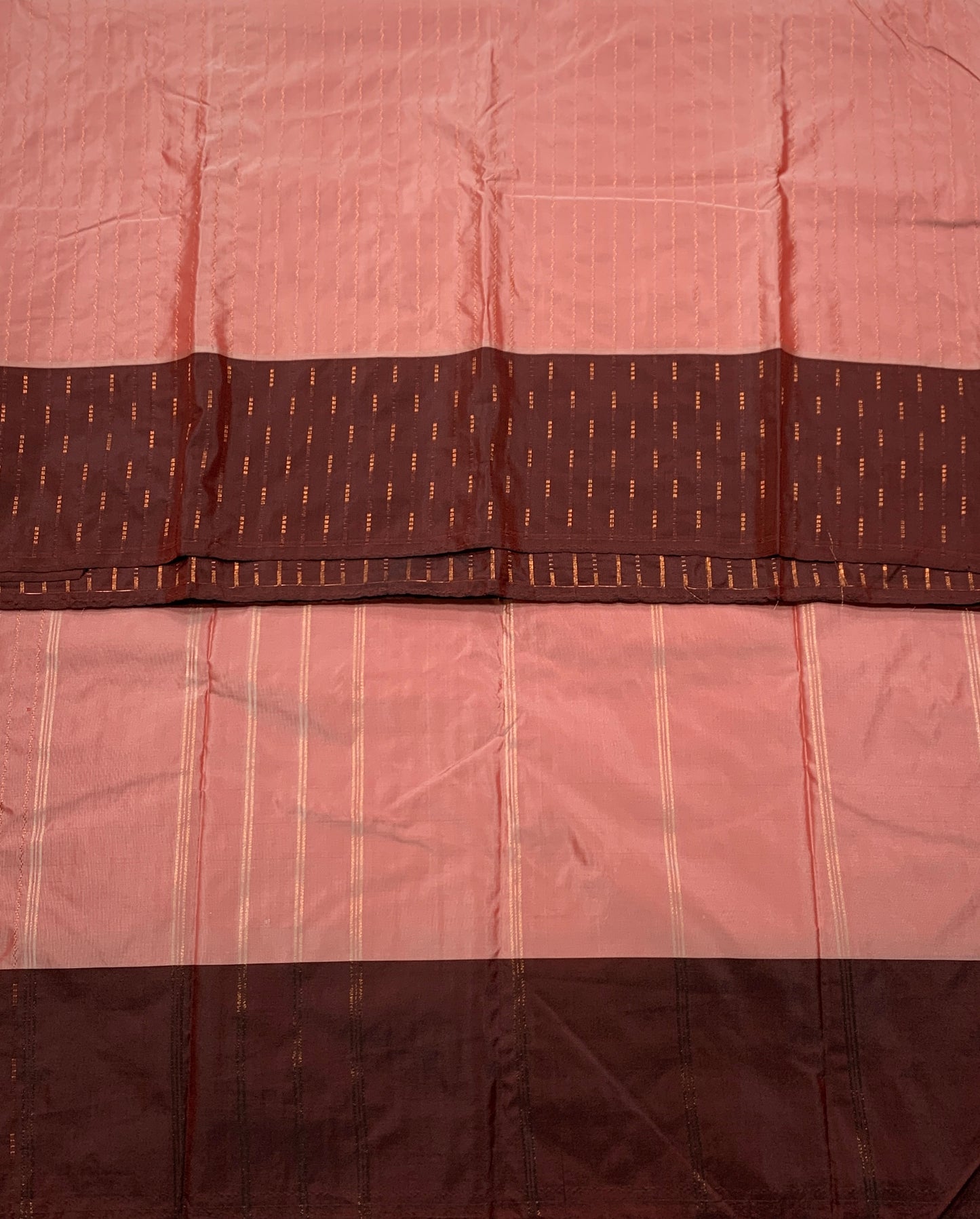 Arani Silk Saree Dark Peach Colour with Brown Border
