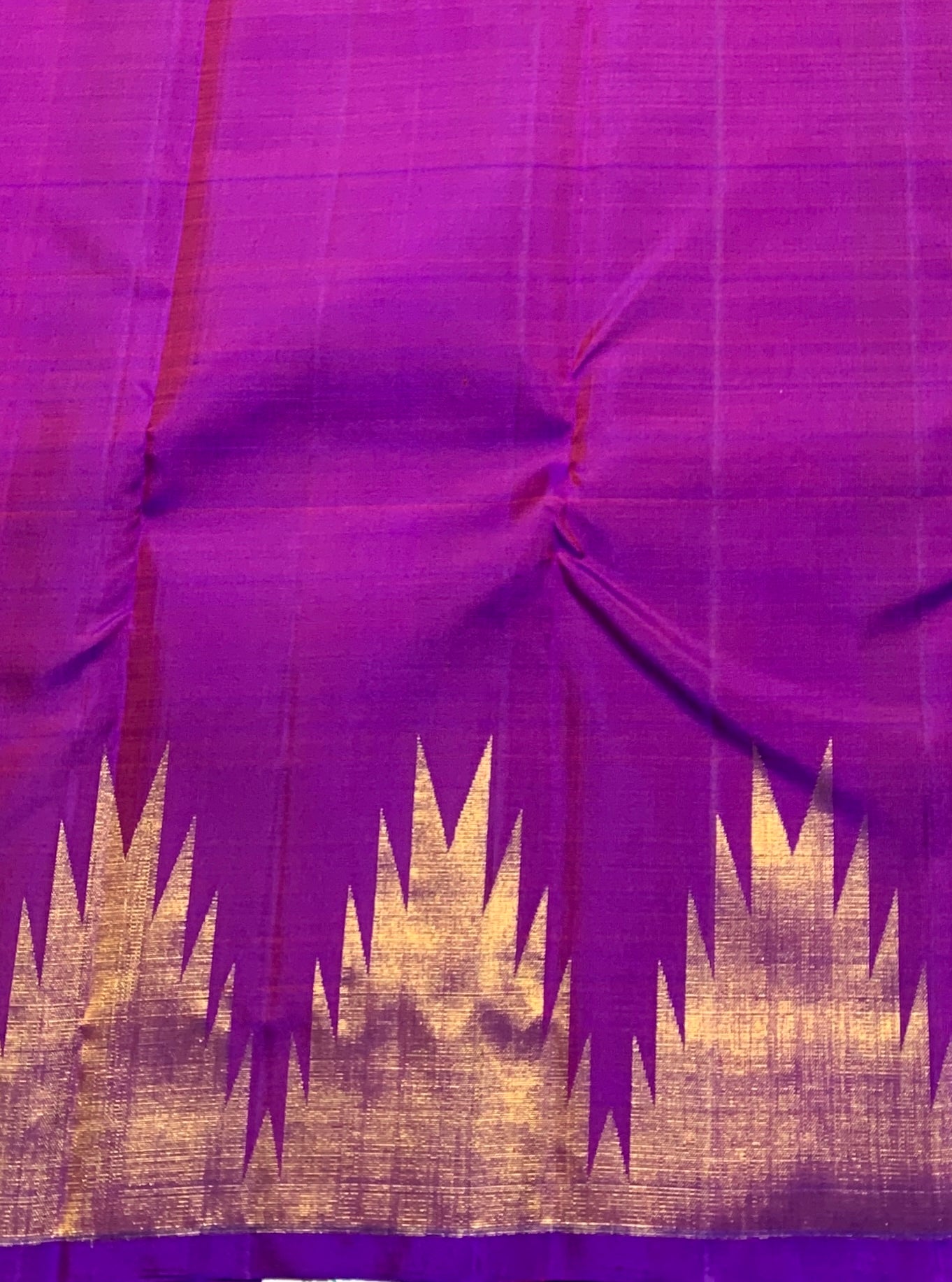Pure Kanchipuram Silk Saree Dual Magenta Colour with Temple Border