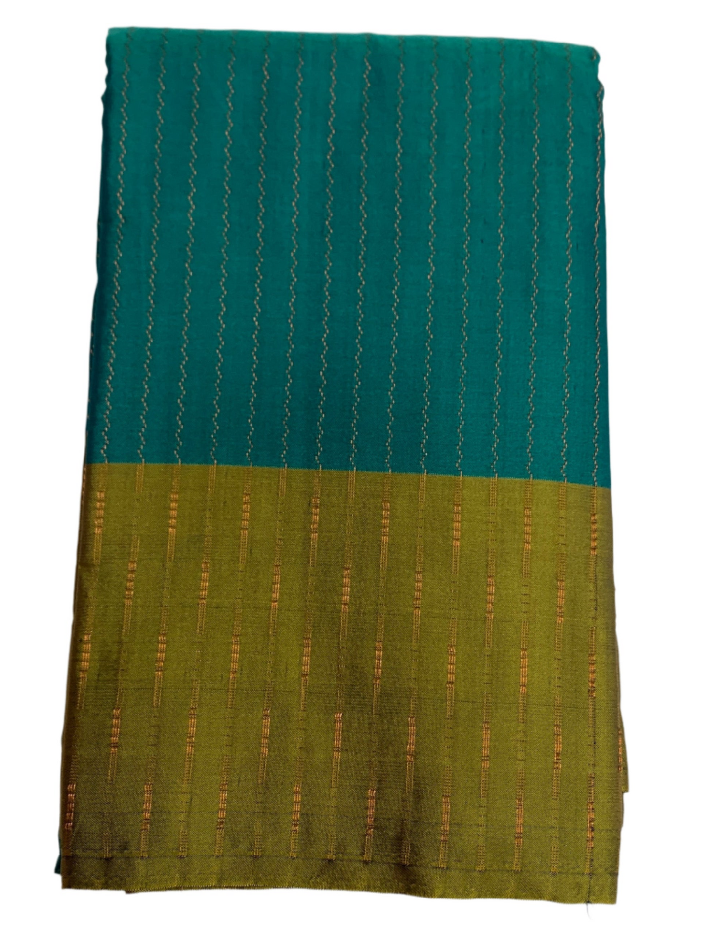 Arani Silk Saree Peacock Green Colour with Yellow Green Border