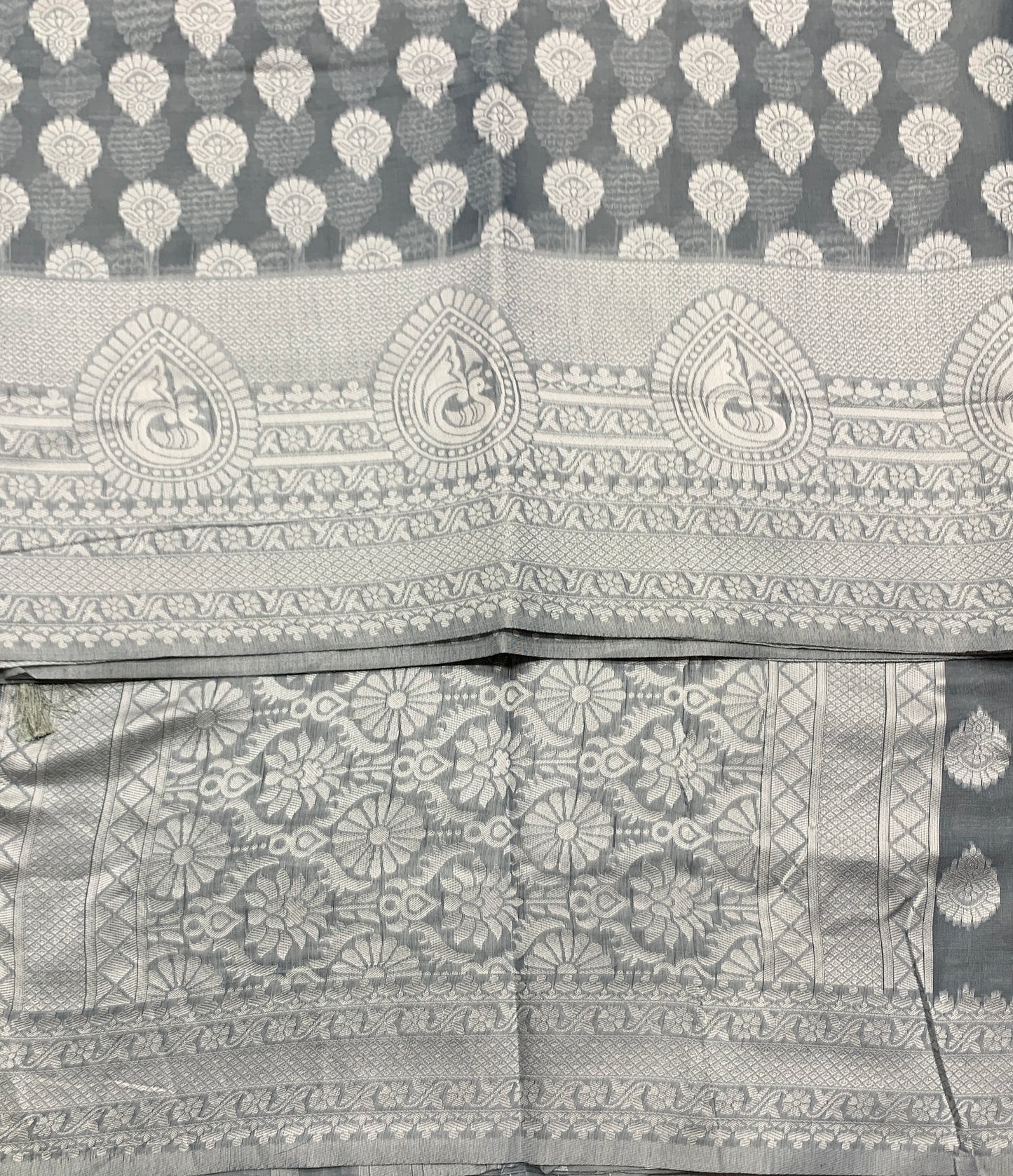 Banaras Katan Saree Gray Colour with Katan Work Border