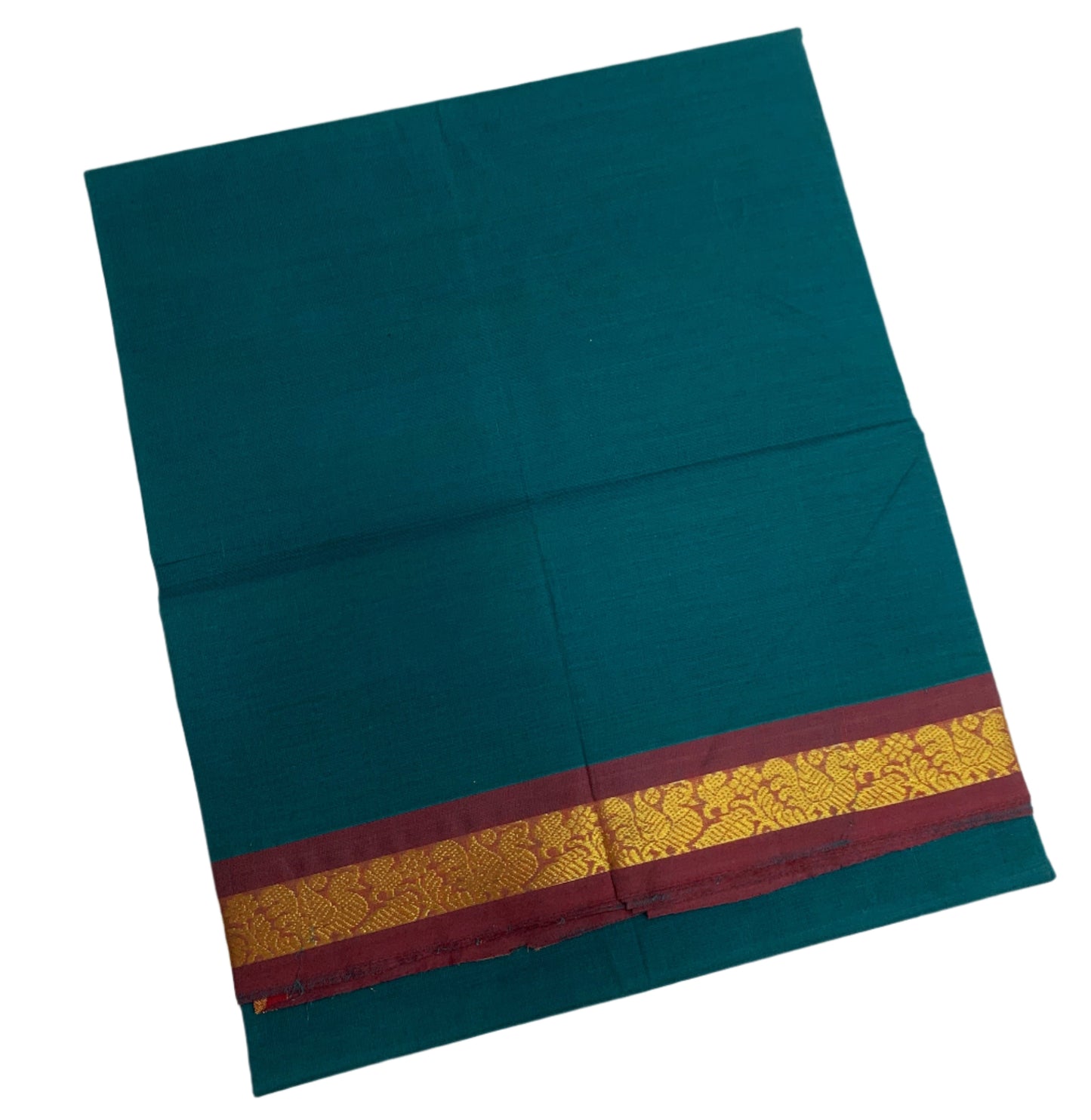 Chettinad Cotton Saree Rama Green Colour with Brown Border
