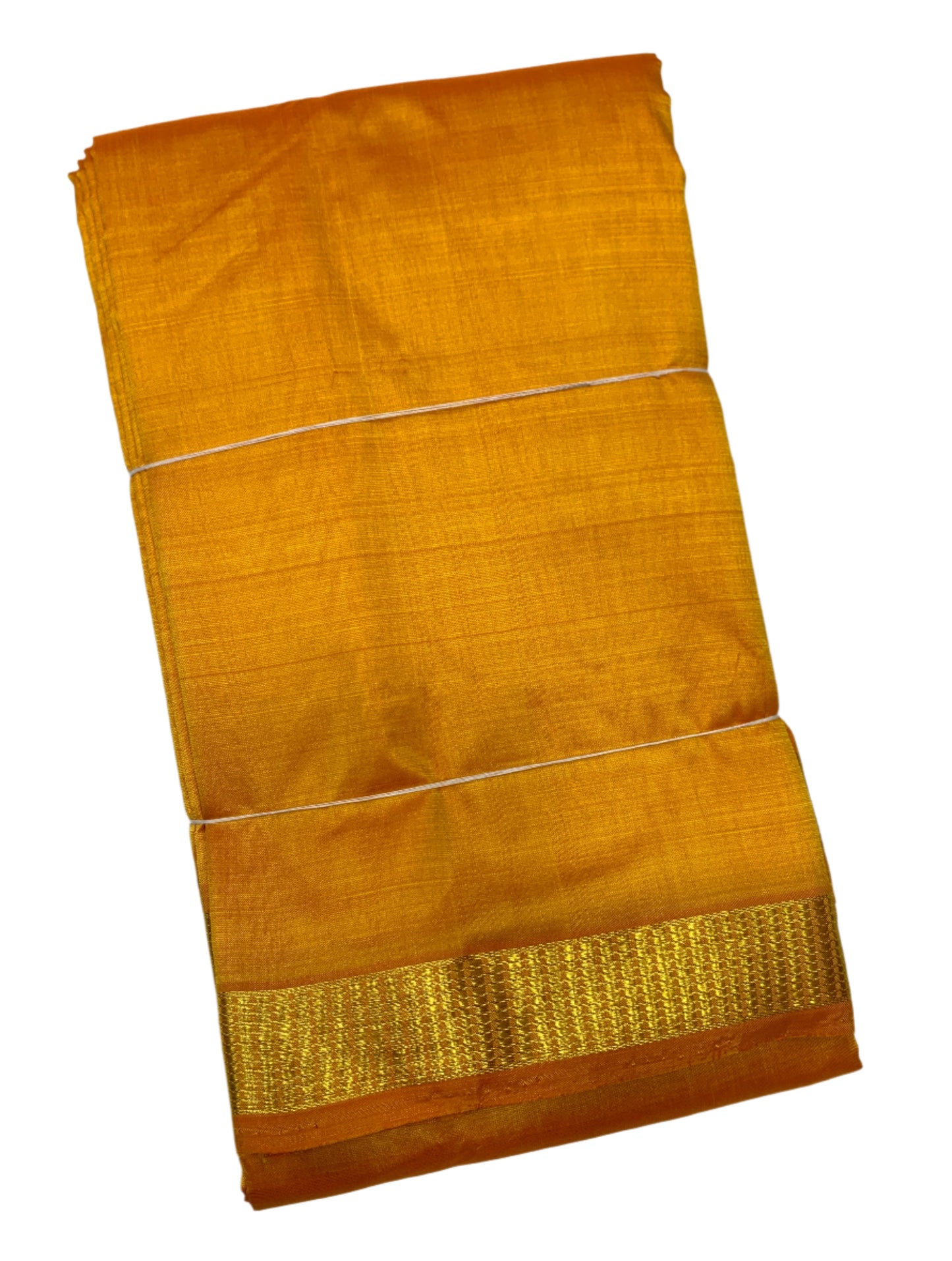 Pure Kanchipuram Silk Yellow Colour with Golden Zari Border