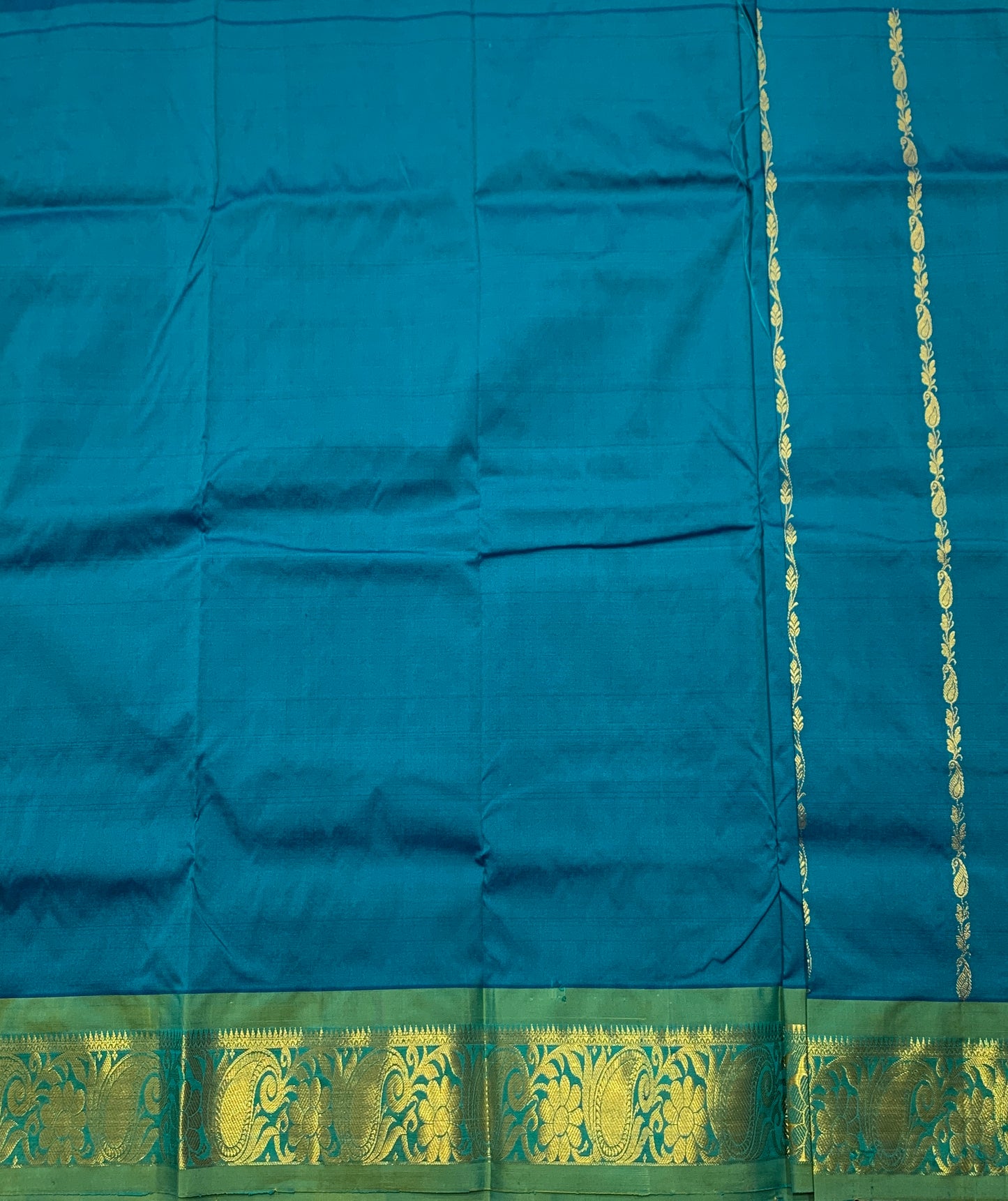 Rama Blue Shade Semi Silk Kids Pattu Pavadai with Self border for Age 2 to 5