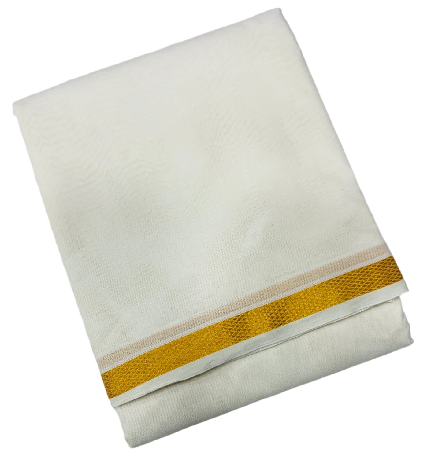 9x5 Cotton Unbleached Dhoti with Golden Border