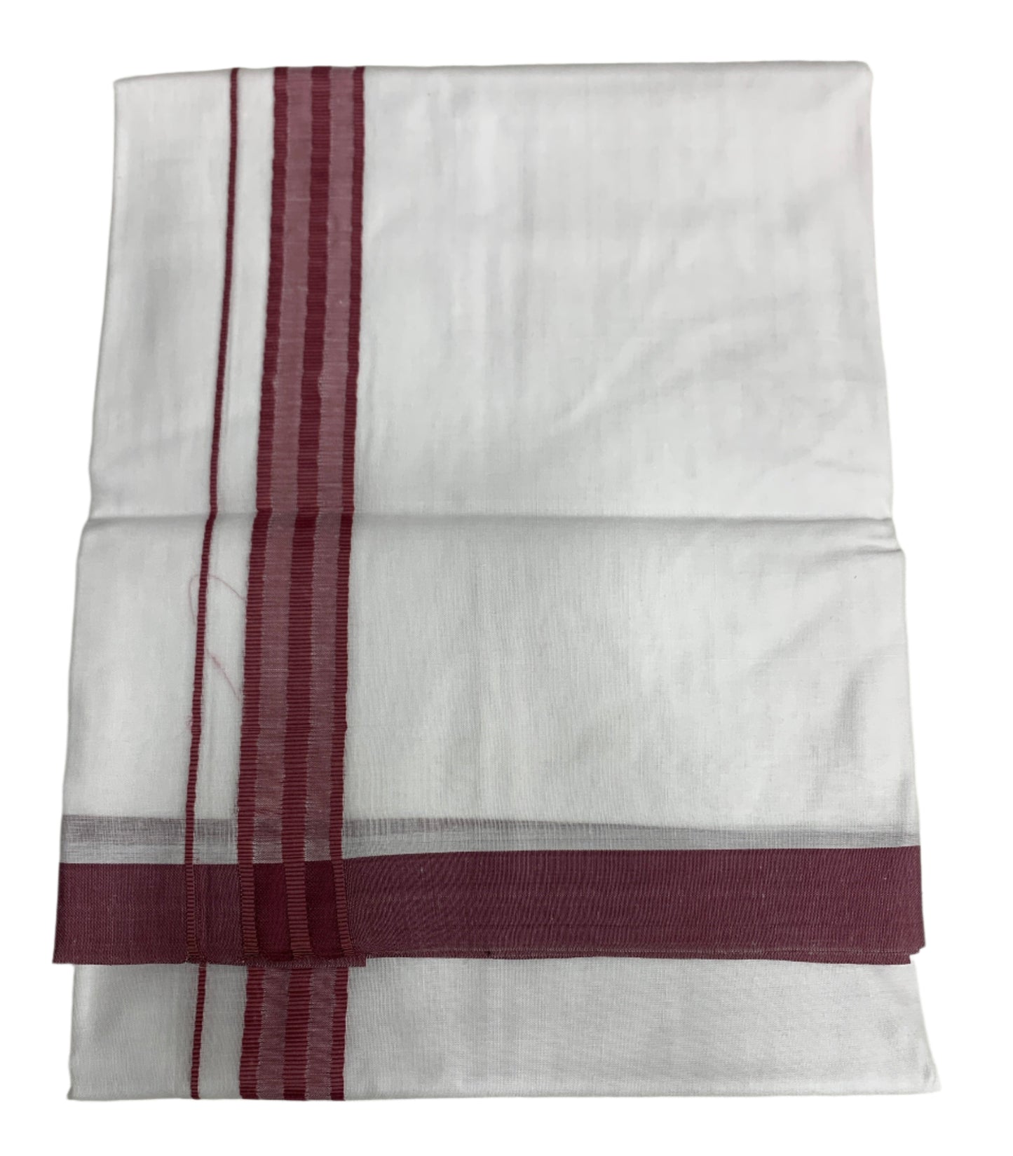 8 Mulam White Cotton Dhoti with Large Light Brown Border