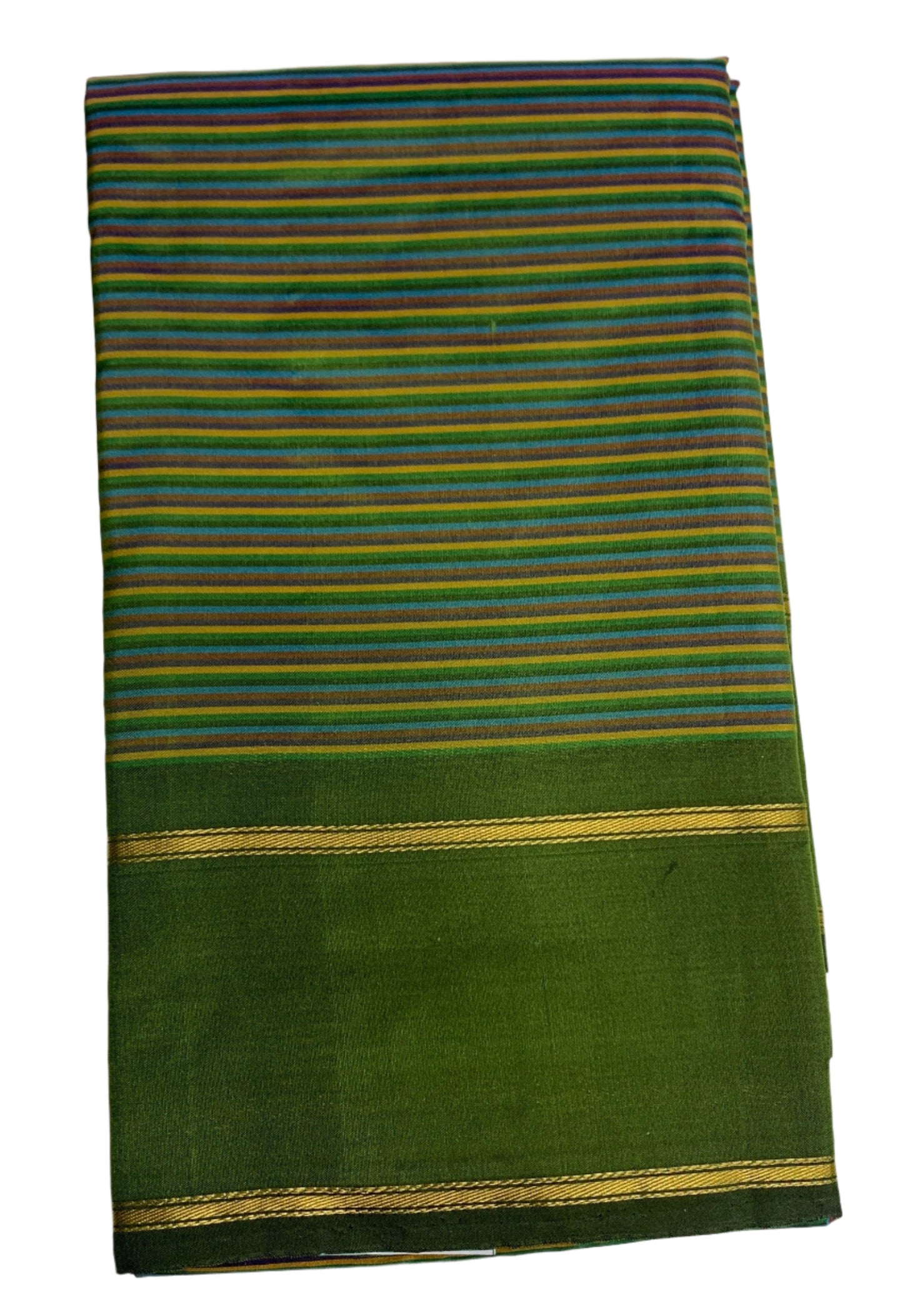 Arani Silk Saree Multi Colour with Olive Green Border