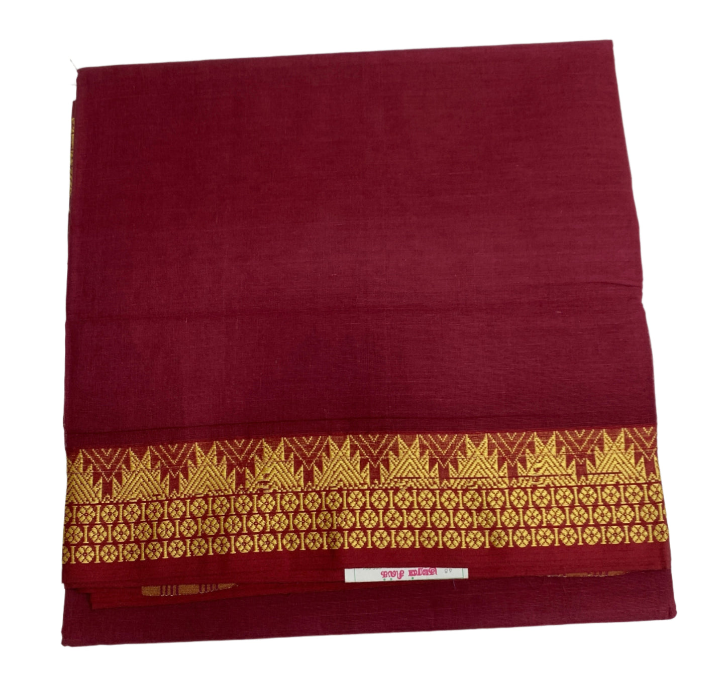 Chettinad Cotton Saree Maroon Colour with Gopuram Design Border