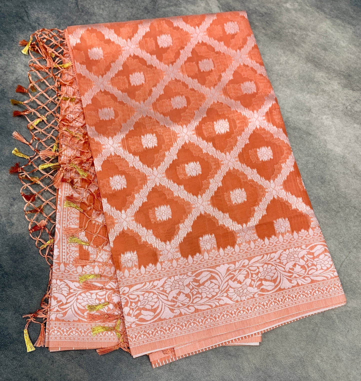 Banaras Katan Saree Brown Colour with Katan Work Border