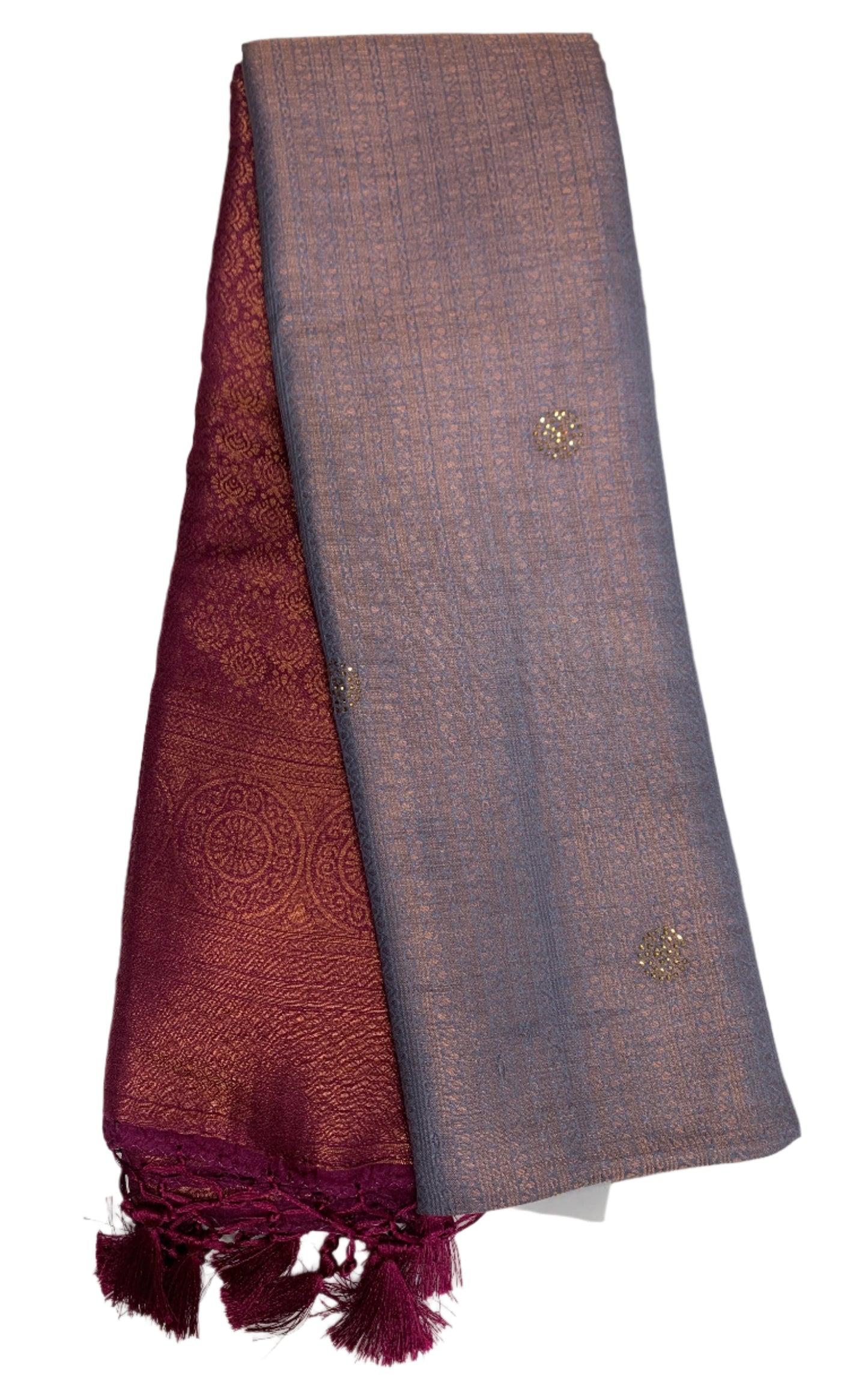 Soft Silk Saree Gray Colour with Brown Pallu