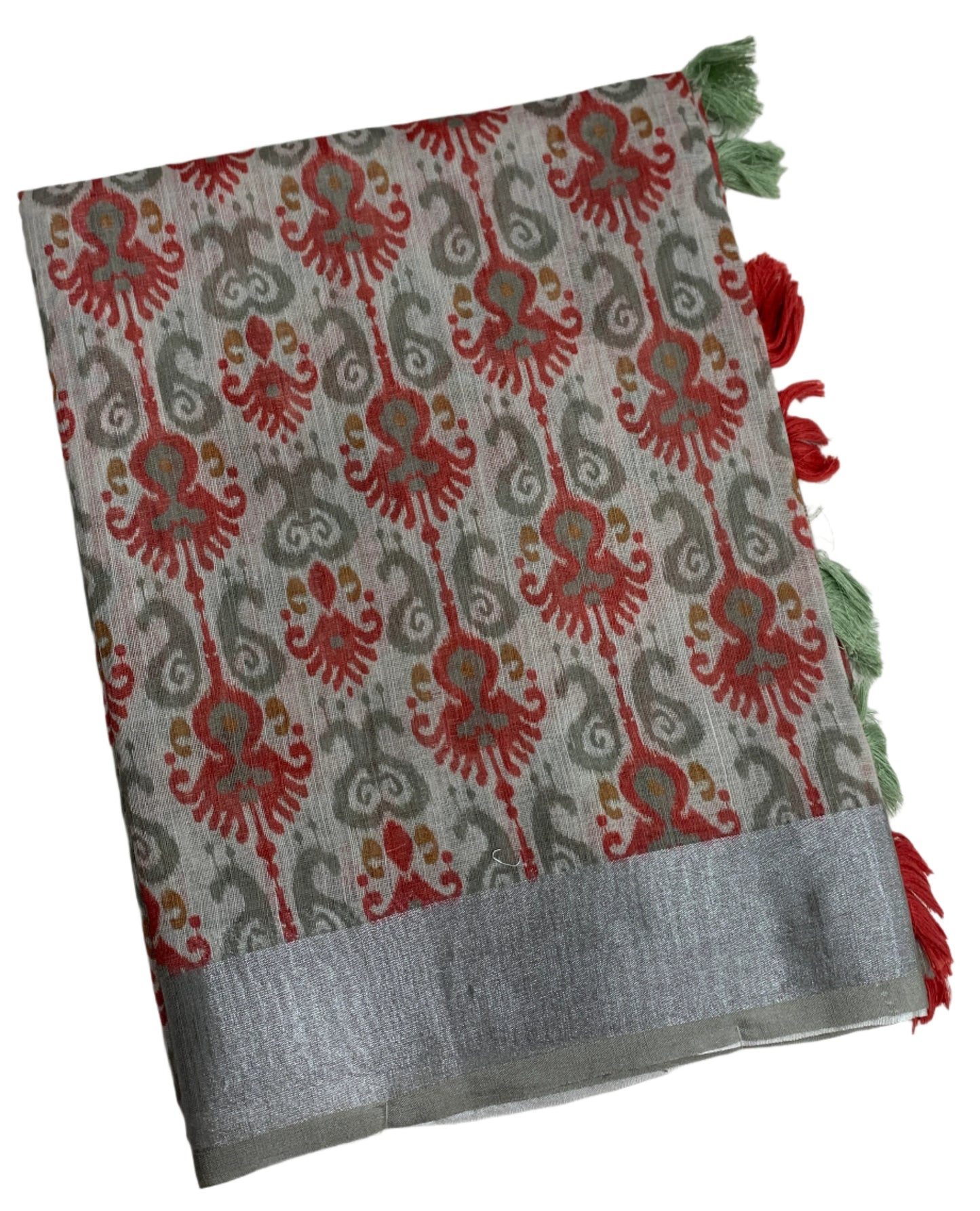 Jute Cotton Saree Gray Colour with Thread Border