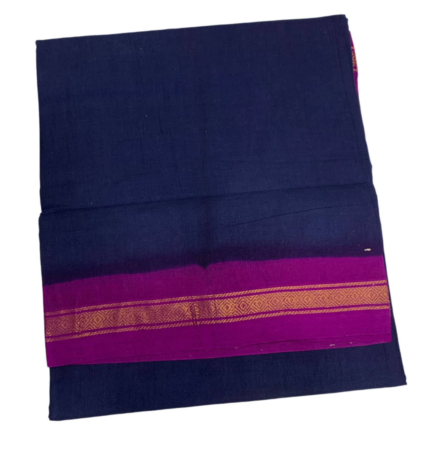 Chettinad Cotton Saree Navy Blue Shade with Magenta and Zari Border