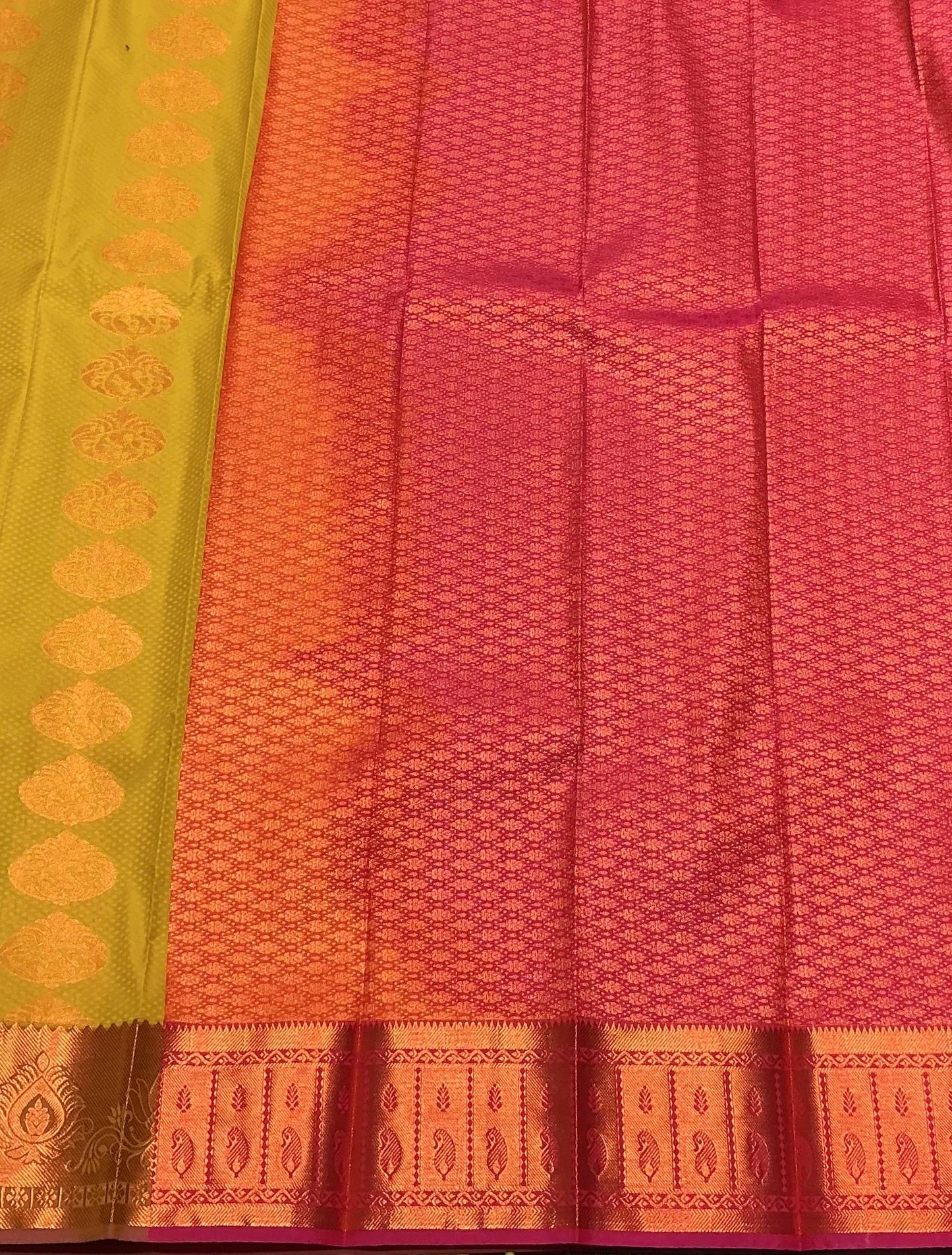 Vegan Silk Saree Mustard Colour Saree with Copper Border
