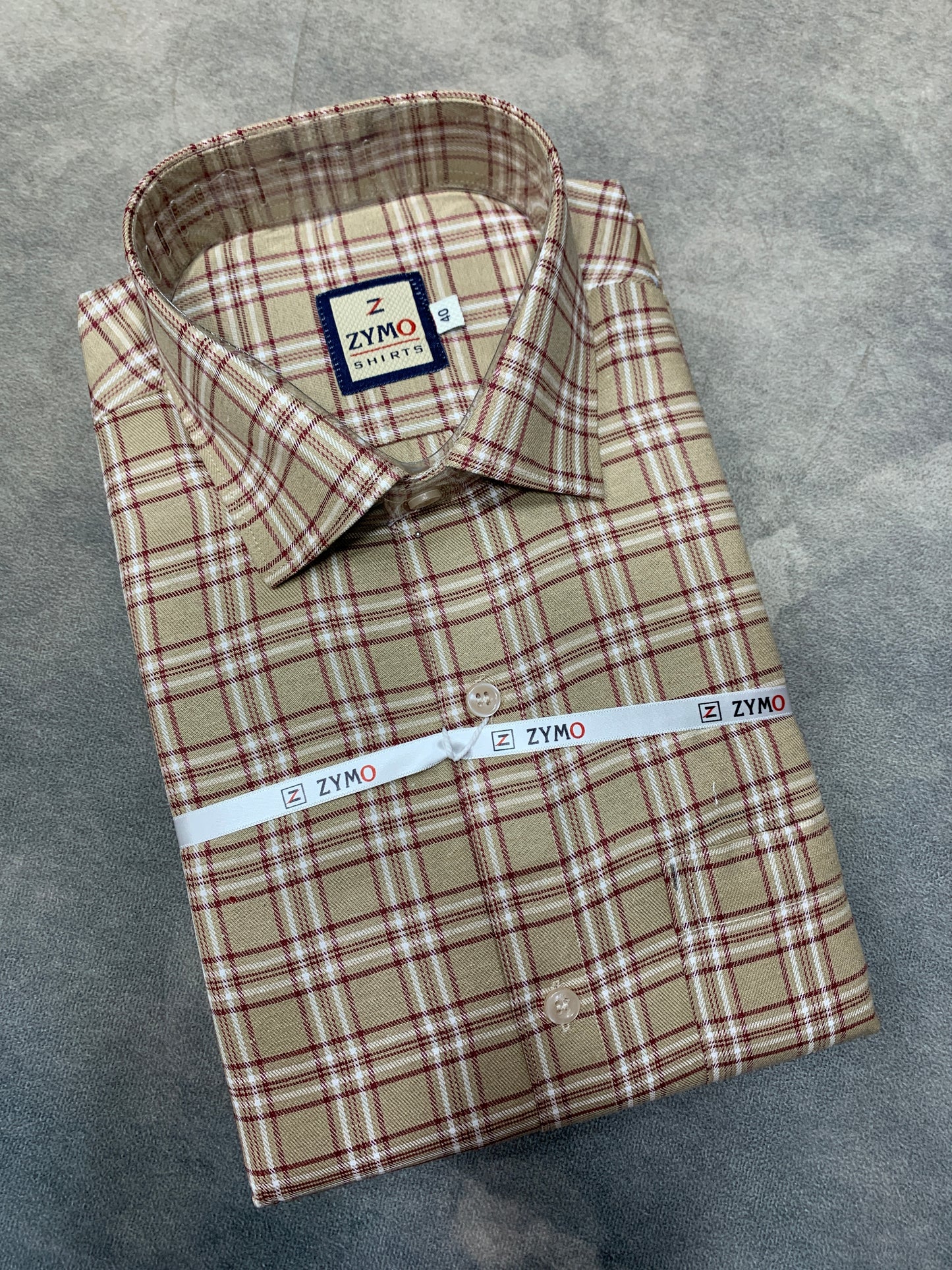Full Sleeve Light Brown Colour Shirt with Checked Design