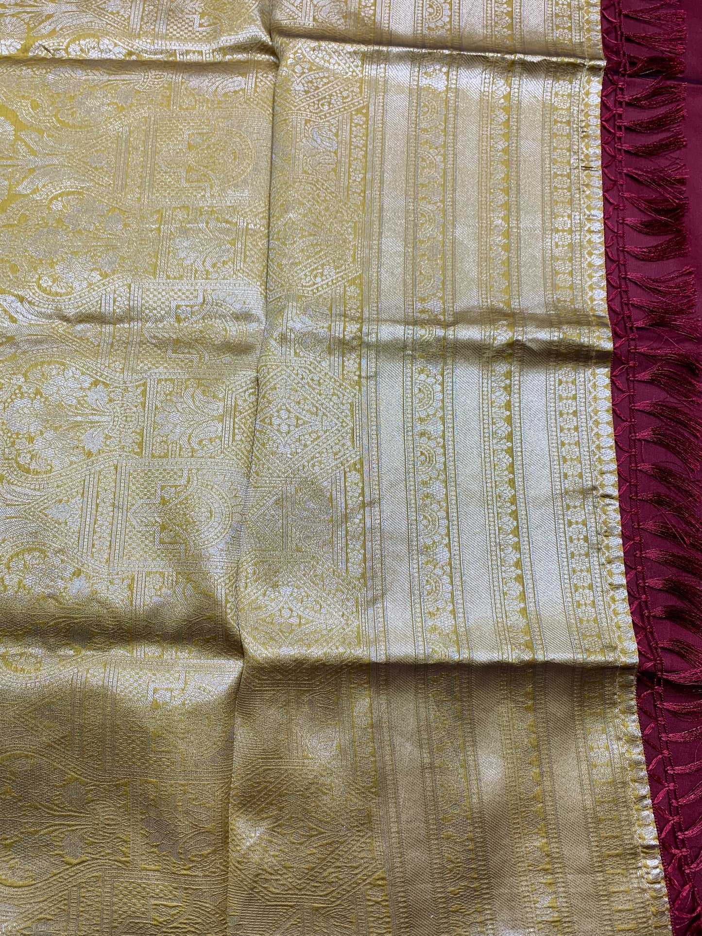 Paper Silk Saree Maroon Colour with Borderless