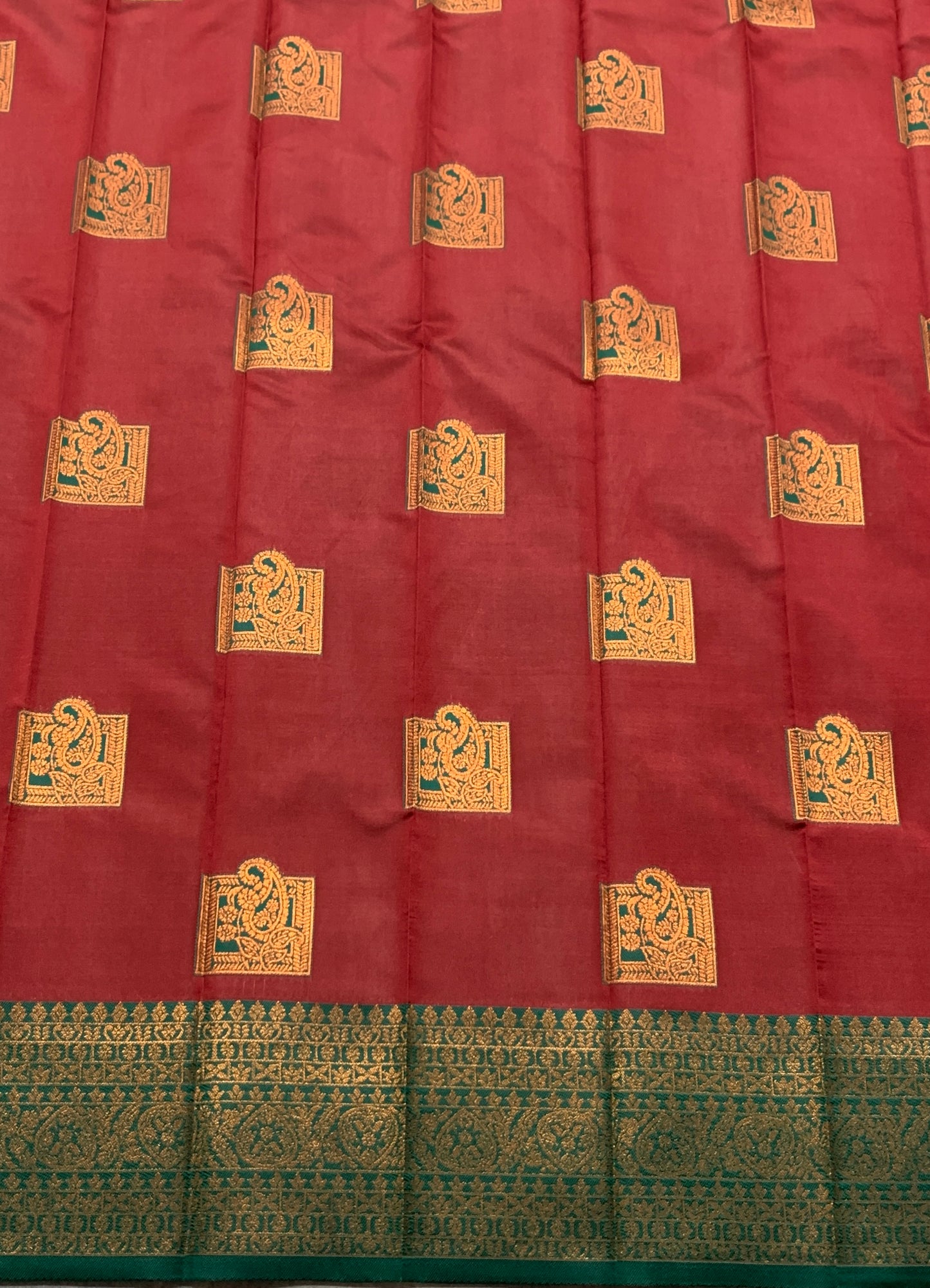 Maroon Colour Art Silk Saree Colour with Green Border