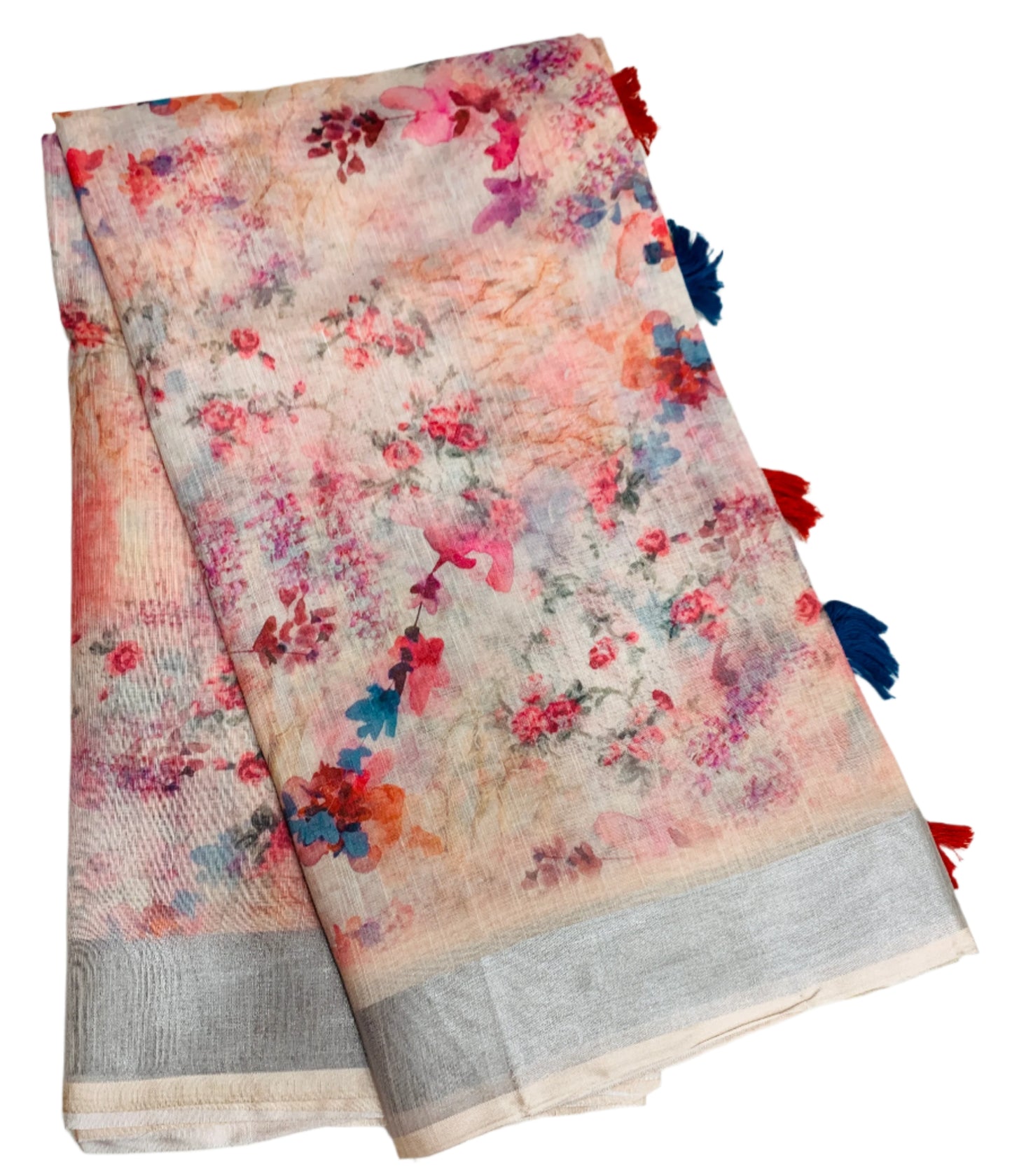 Jute Cotton Saree Baby Pink Shade with Thread Border