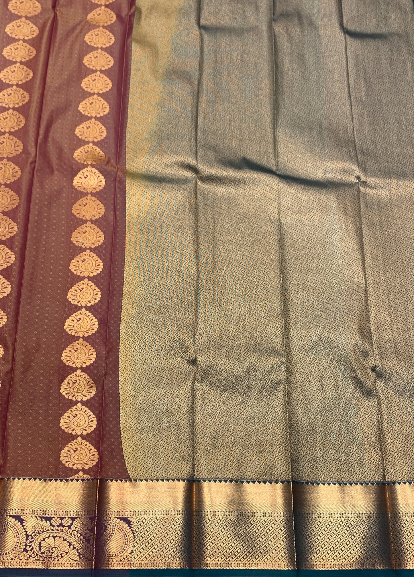 Vegan Silk Saree Brown Colour Saree with Copper Border