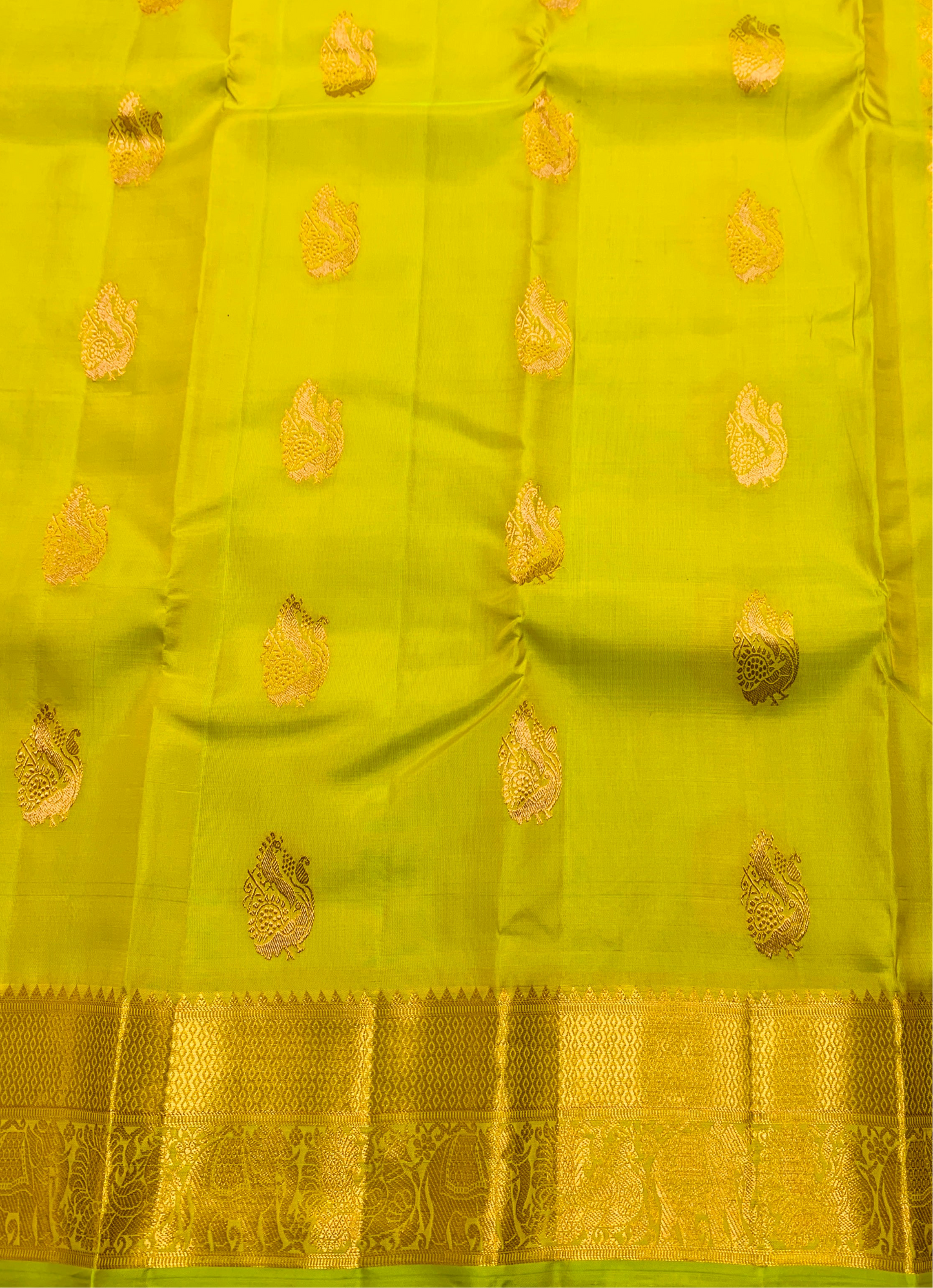 Pure Kanchipuram Silk Saree Apple Green Colour