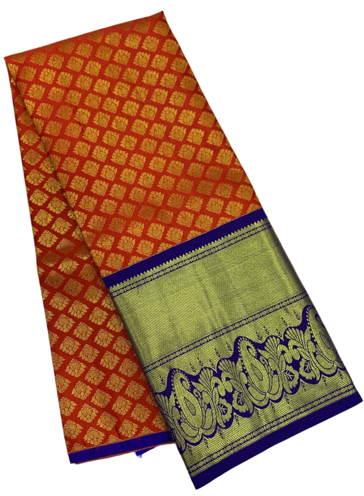 Red shade Vegan Silk Kids Pattu Pavadai with Contrast border for age above 10 years