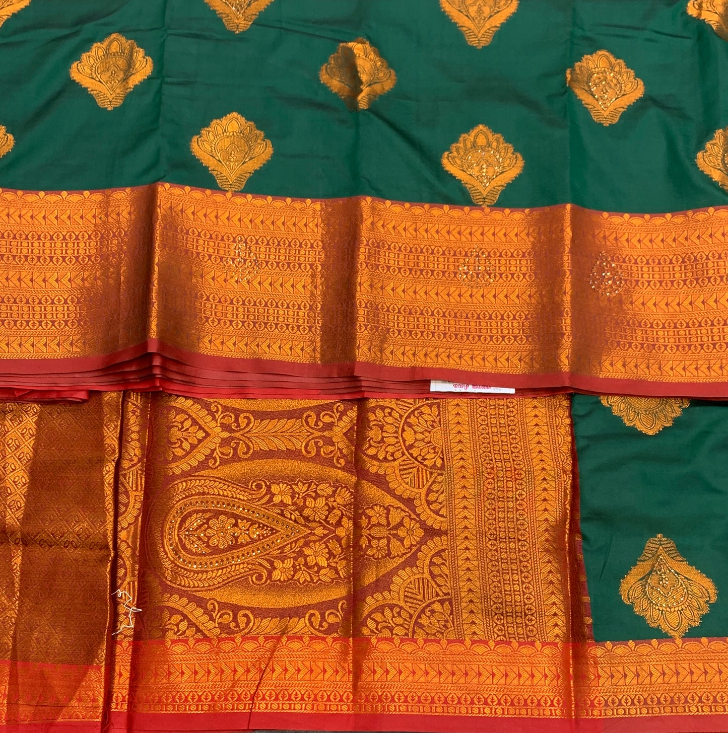 Soft Silk Casual Saree Green Colour with Maroon and Golden Colour Border