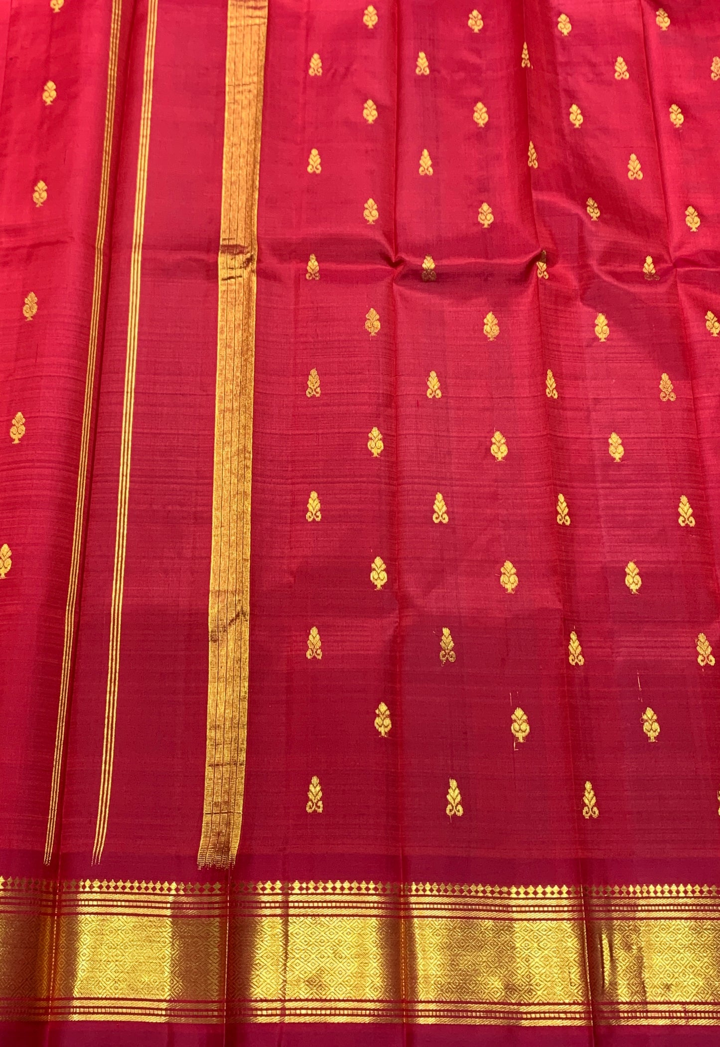 Pure Kanchipuram Silk Saree Red Colour with Gold Zari Border