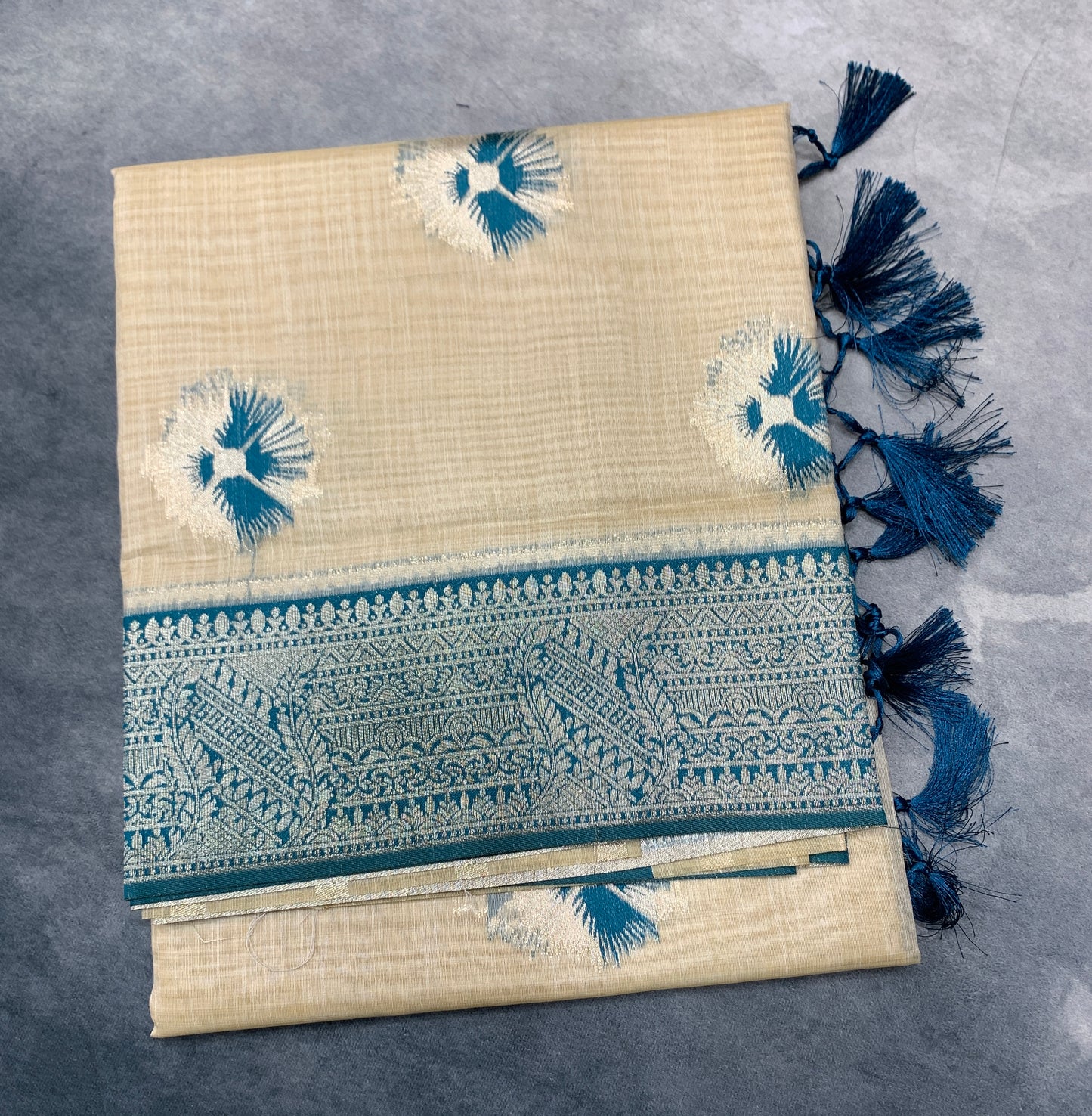 Banaras Katan Saree Tussar Colour with Katan Work Border